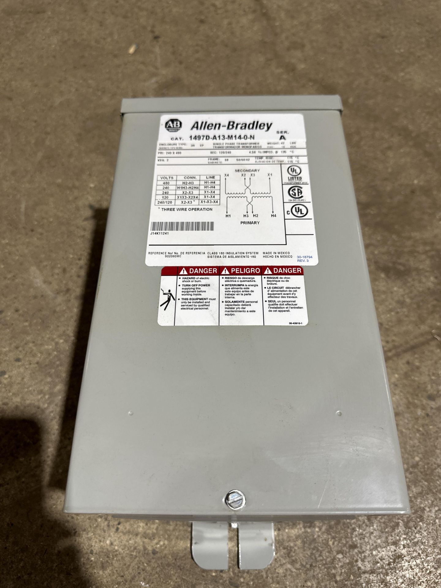 NEW IN BOX ALLEN BRADLEY 1479D-A13-M14-0-N TRANSFORMER 240/480 PRIMARY 120/240 SECONDARY 2 KVA - Image 4 of 6
