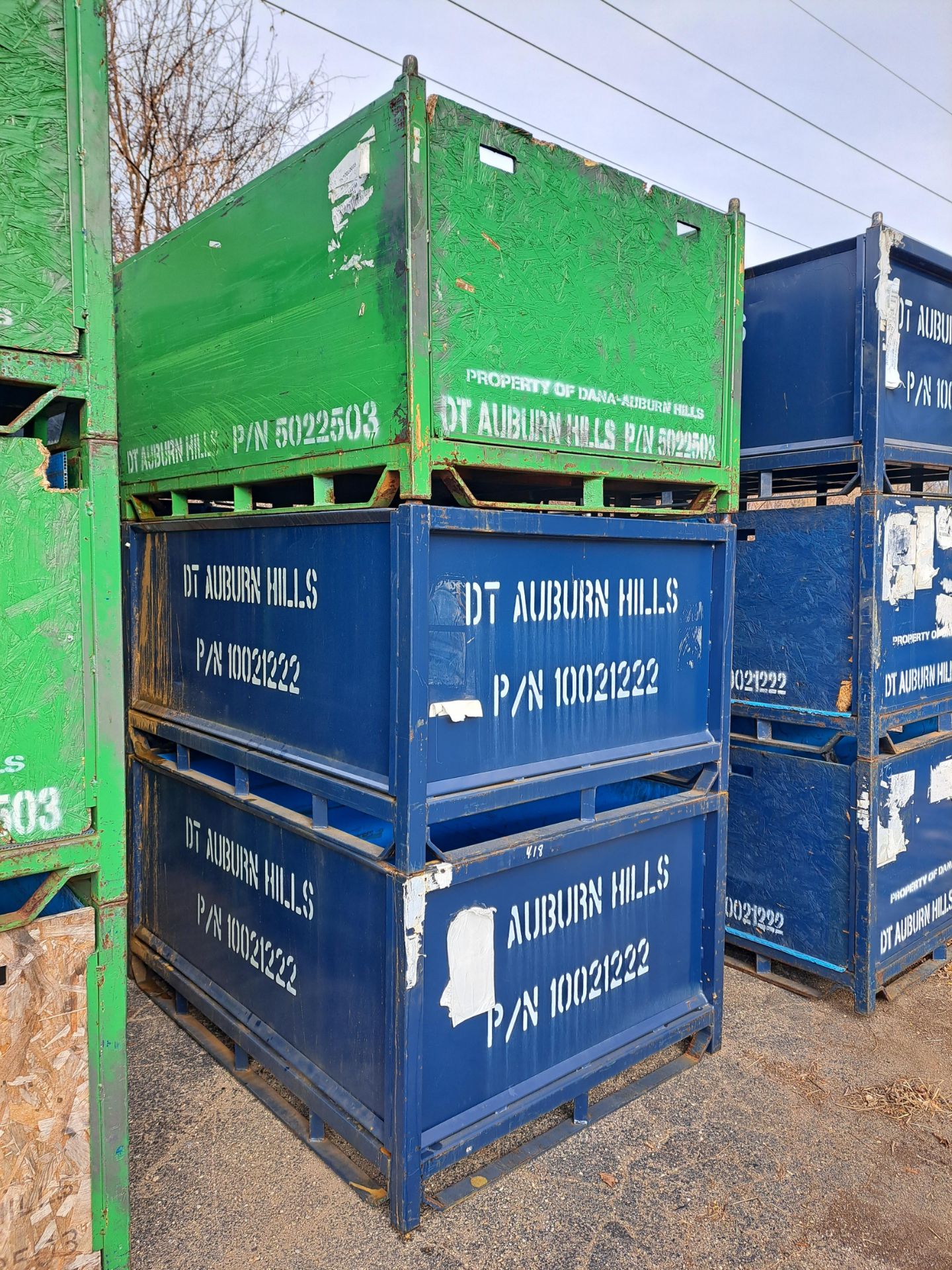 LOT OF 3 STEEL STORAGE BINS 67"W X 48"D X 32"H