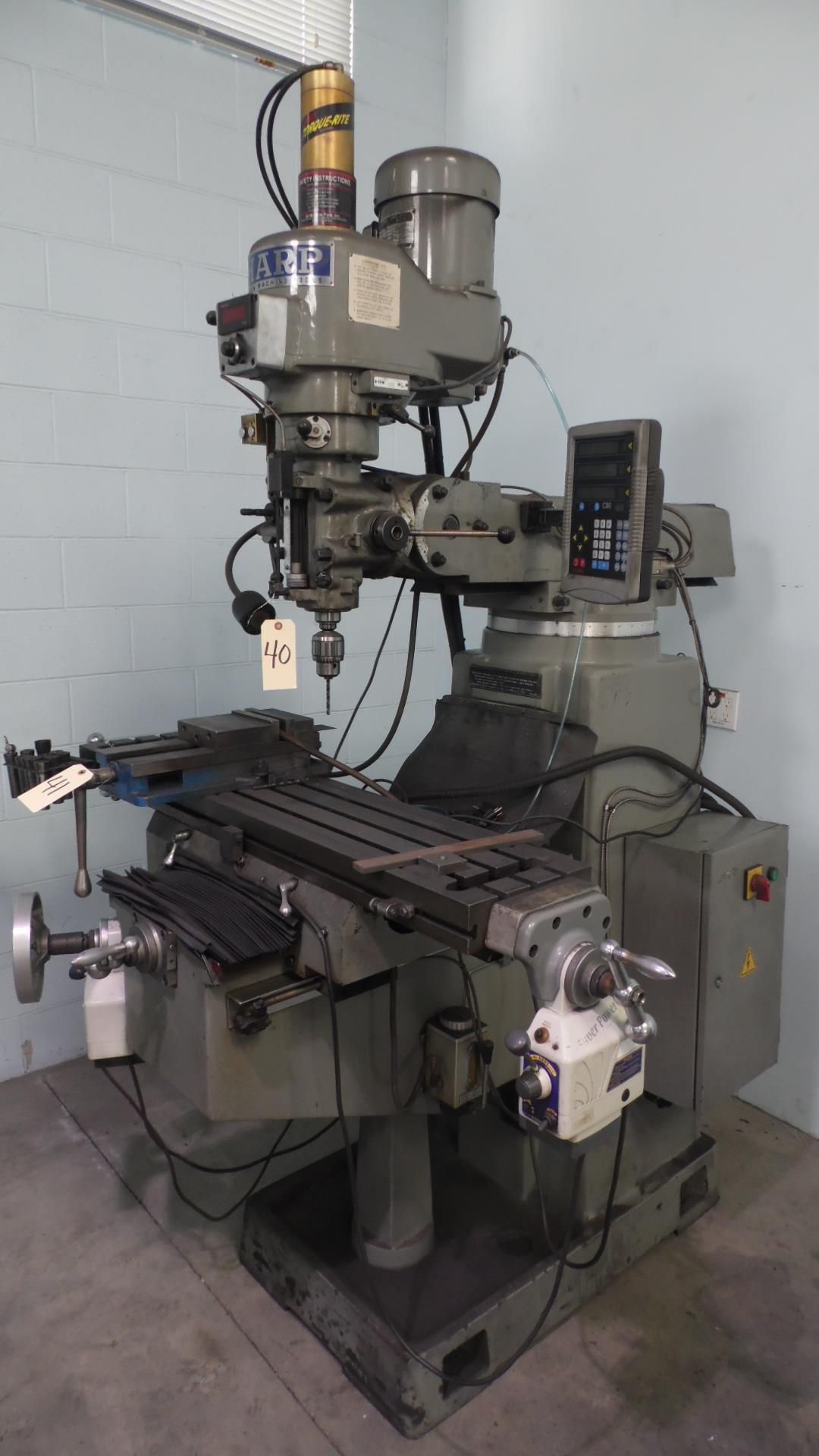 SHARP MILLING MACHINE w/ PF & DRO + 9" X 50" TABLE - Image 2 of 2