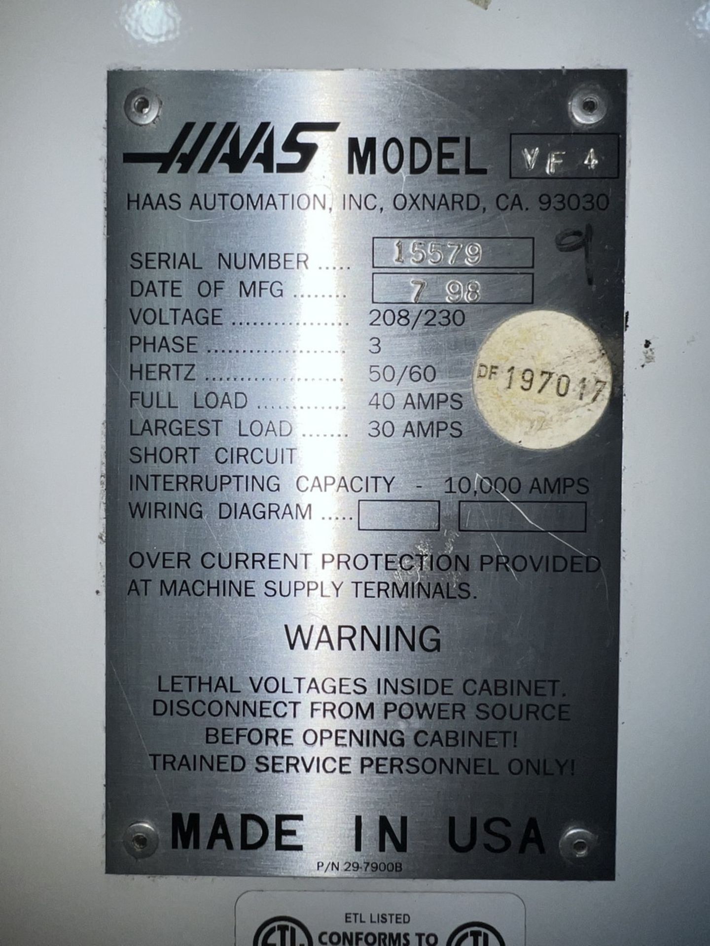 1998 Haas VF-4 3-Axis CNC Vertical Milling Machine - Image 12 of 12