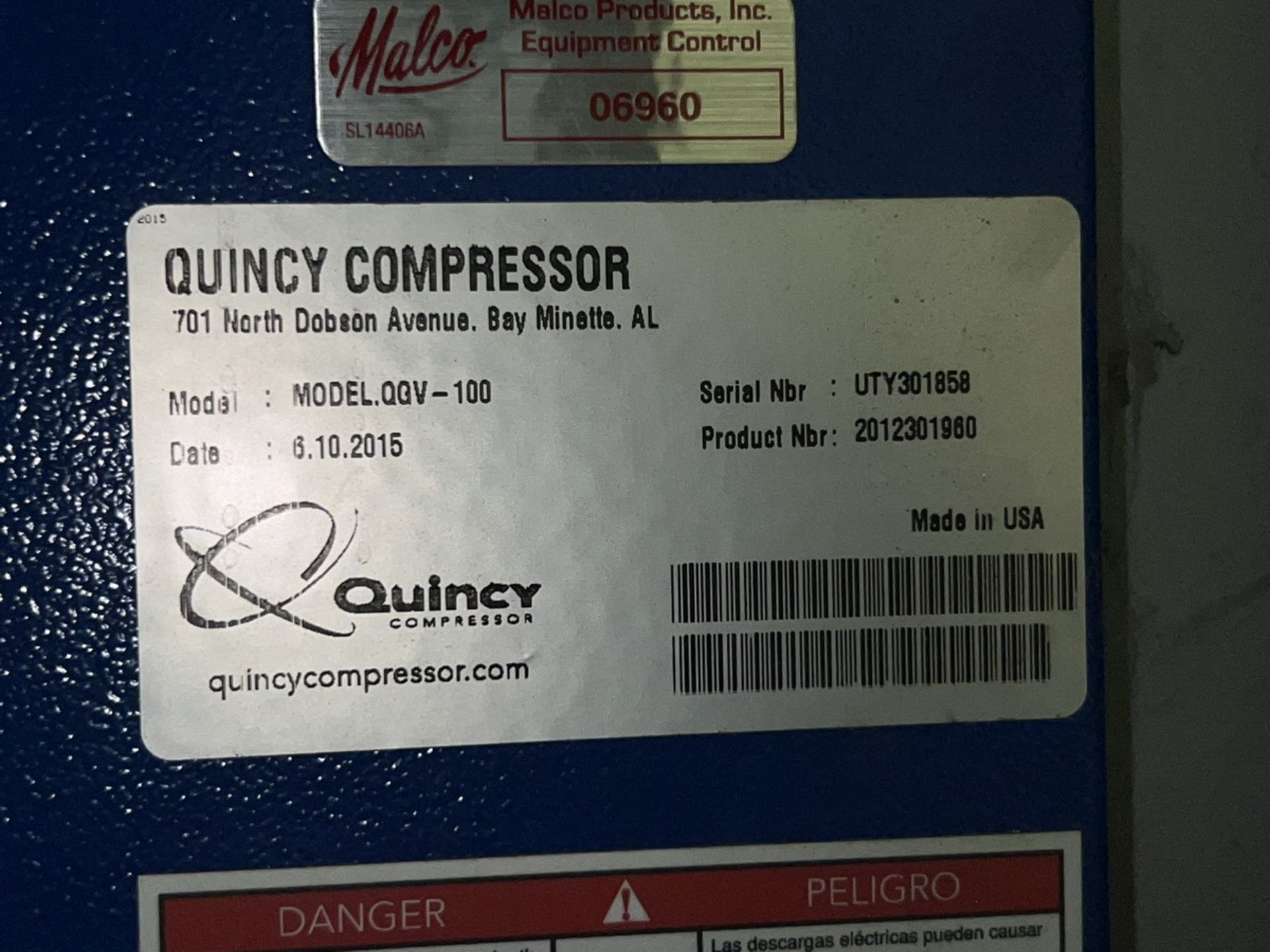 2015 Quincy Compressor QGV-100 100HP Rotary Screw Air Compressor - Image 11 of 11