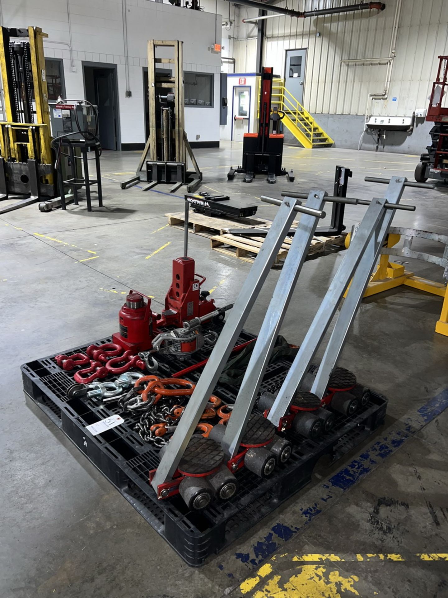 Pallet of Assorted Machine Moving and Lifting Equipment