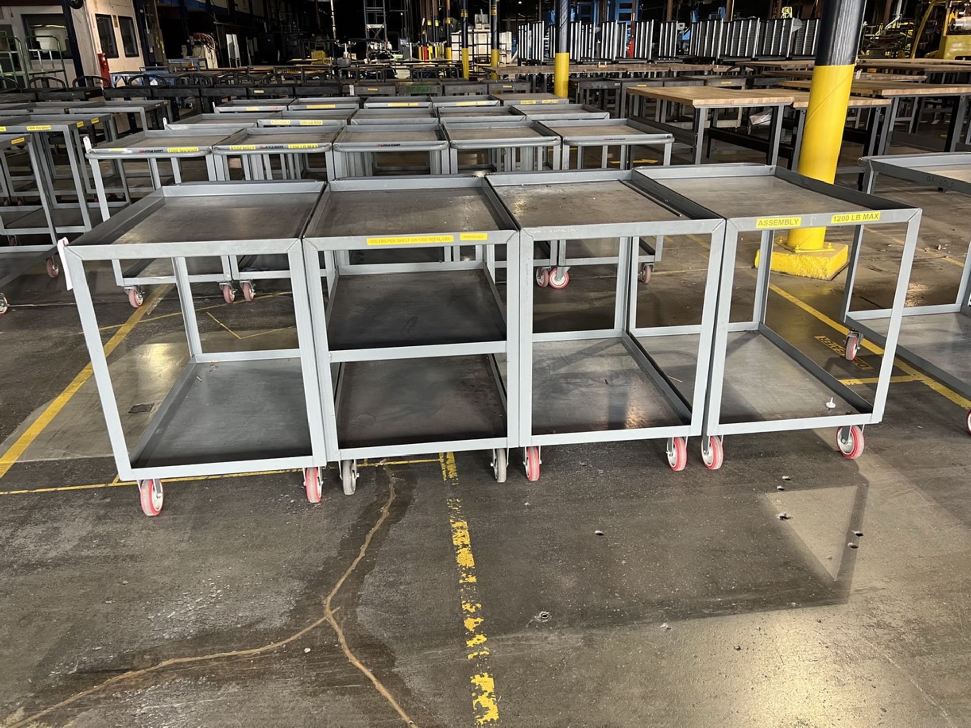 (4) 36"x24" Steel Shop Carts - Image 4 of 4