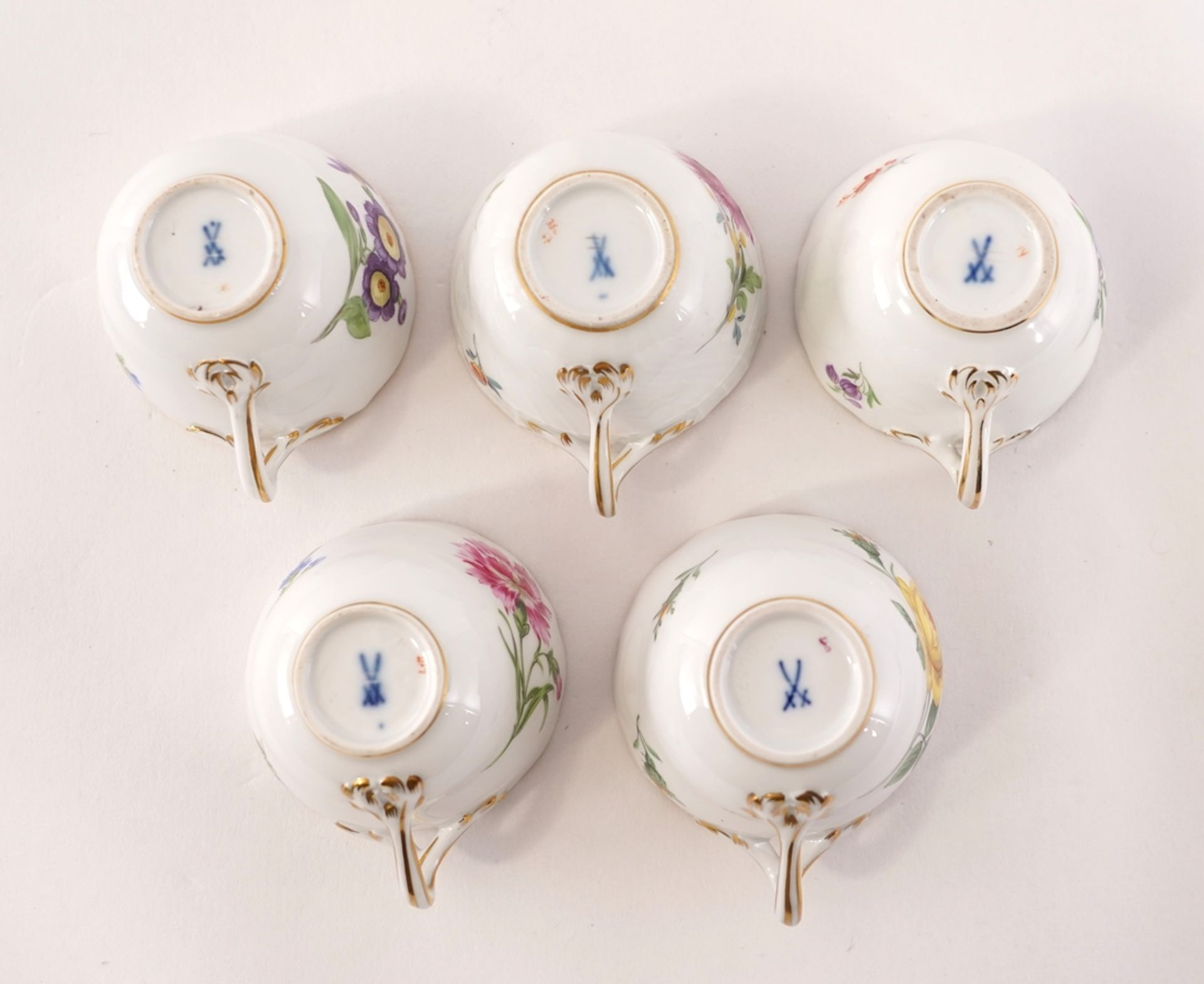 Five demitasse cups Meissen - Image 4 of 7