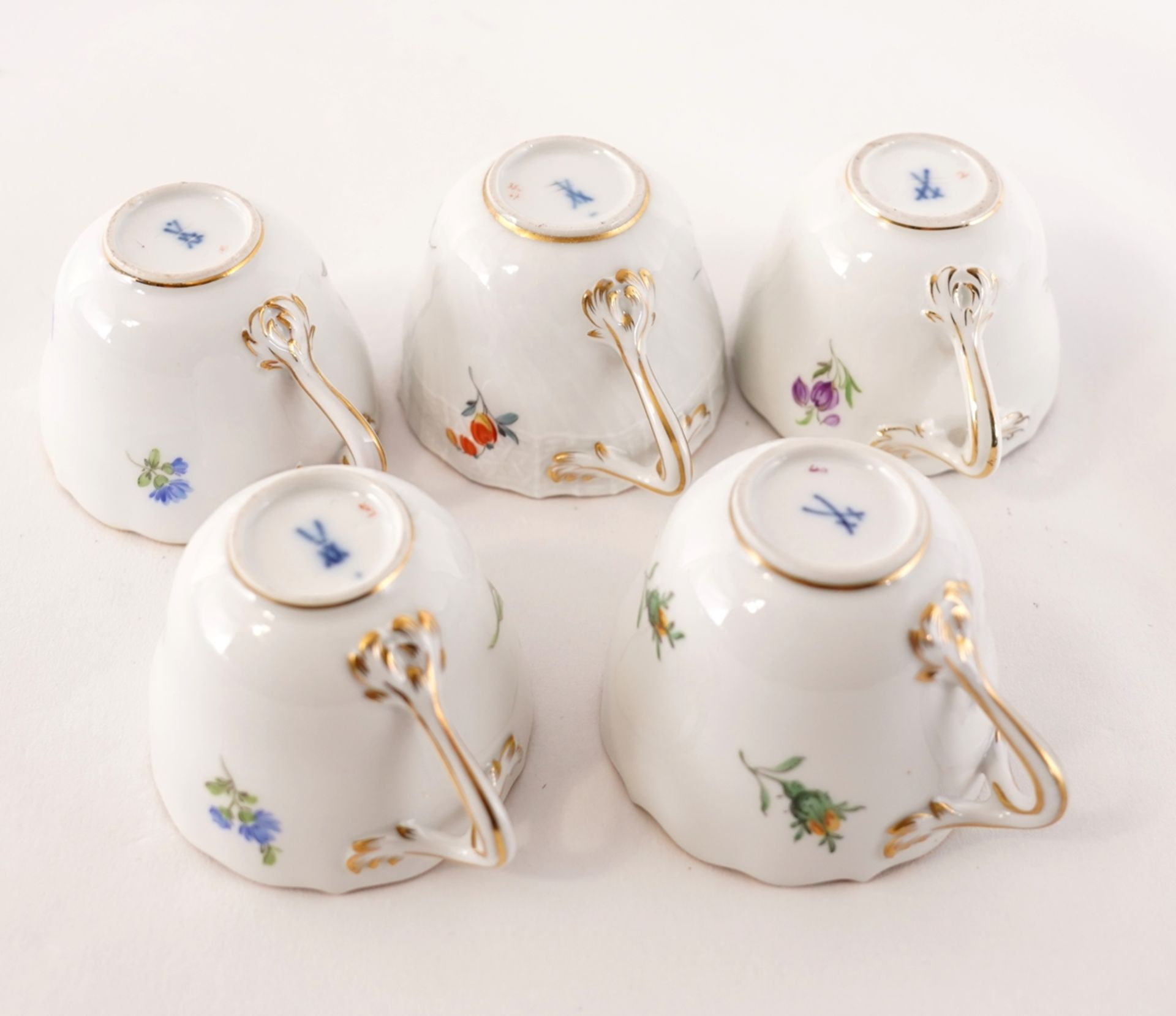 Five demitasse cups Meissen - Image 3 of 7