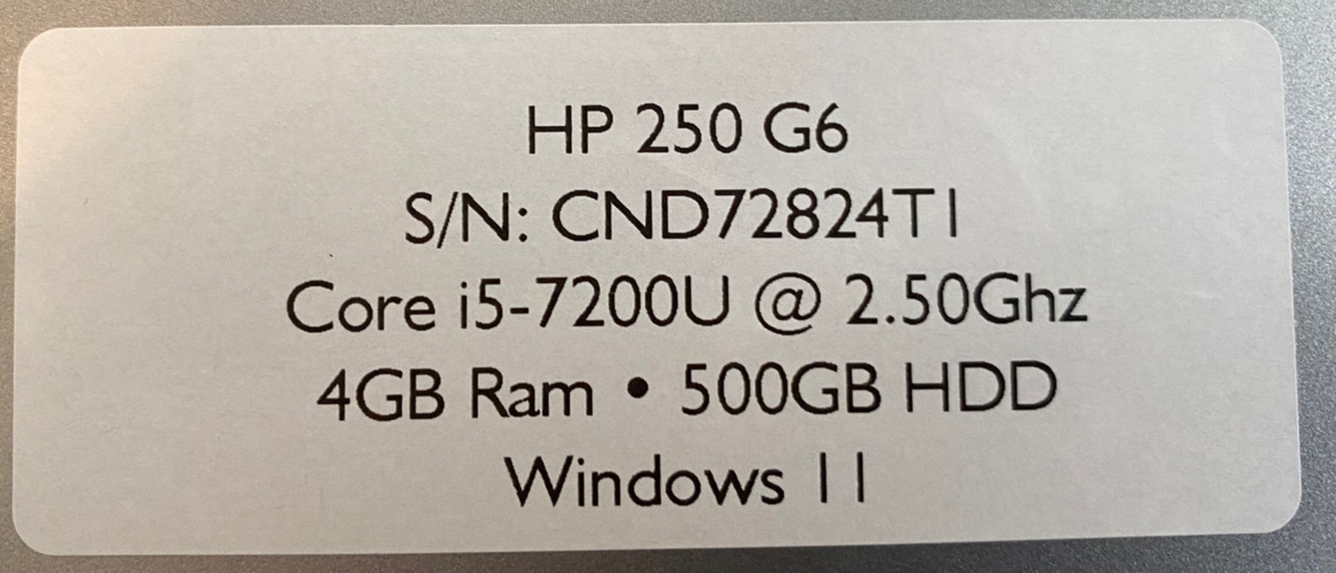 1 x HP 250 G6 Core i5-7200U @ 2.50Ghz 8GB Ram  500GB HDD - Image 3 of 3
