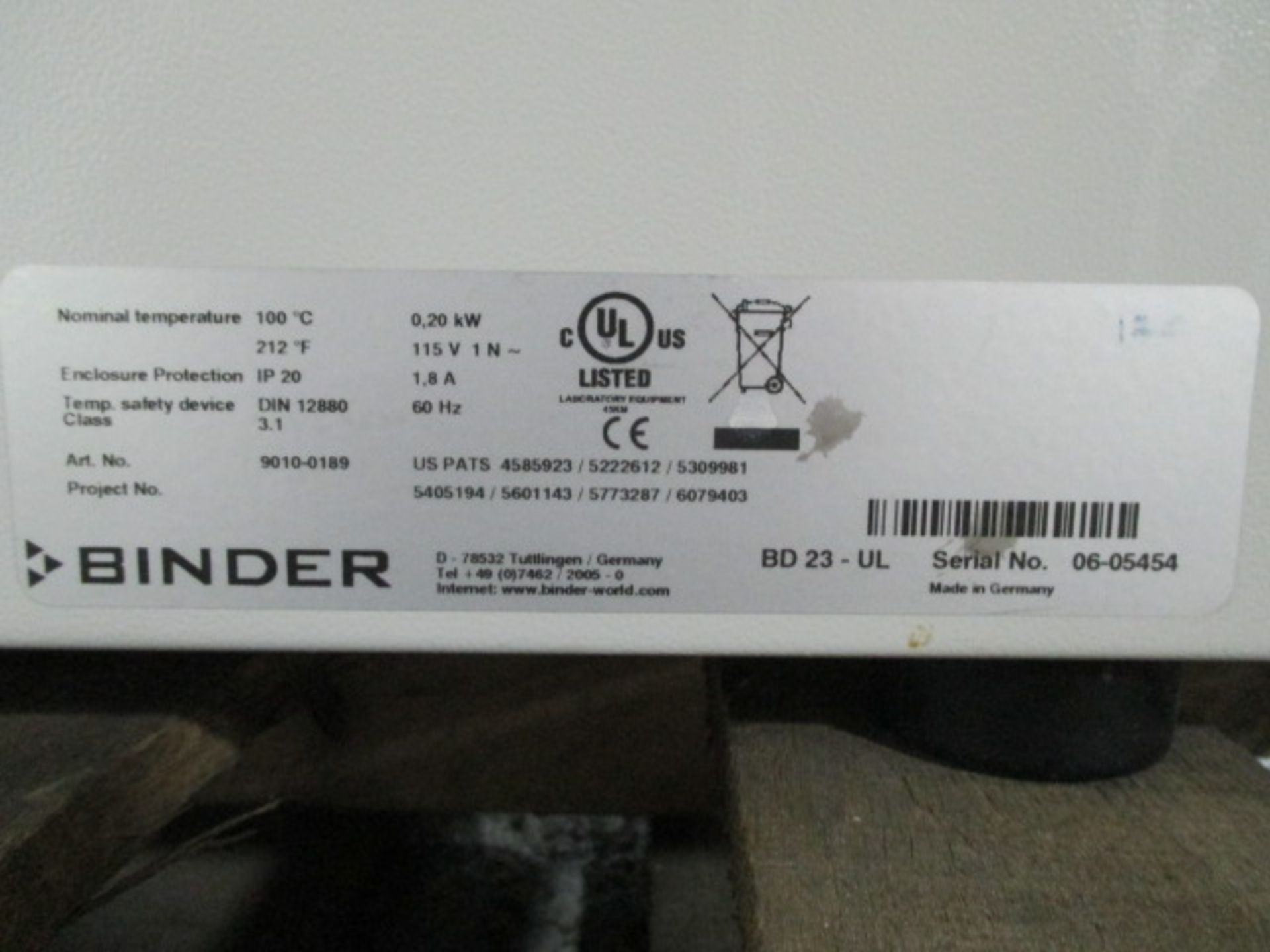 Binder incubator, model BD 23-UL - Image 8 of 8