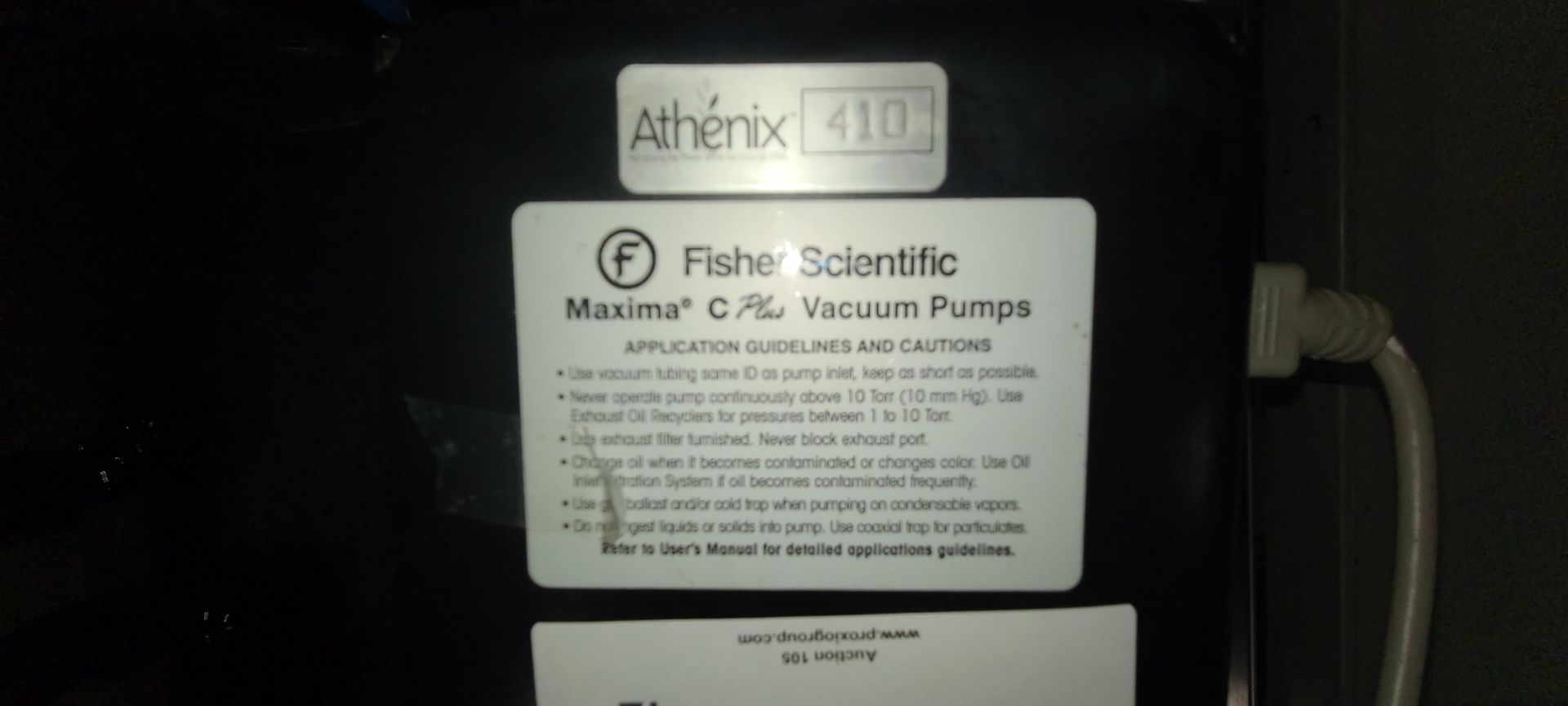 Fisher Scientific vacuum pump, model Maxima C Plus, .5 hp - Image 7 of 7