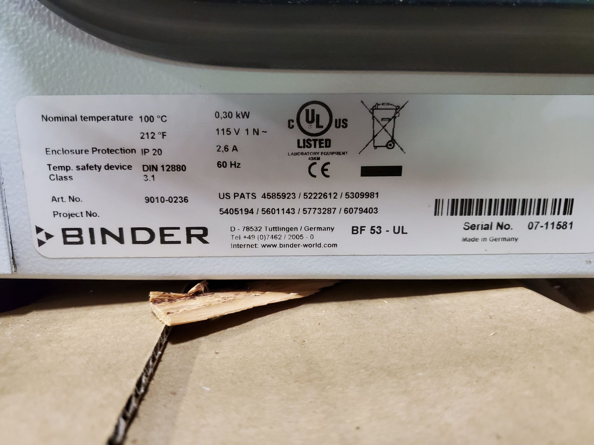 Binder Oven, model BF 53-UL - Image 3 of 8