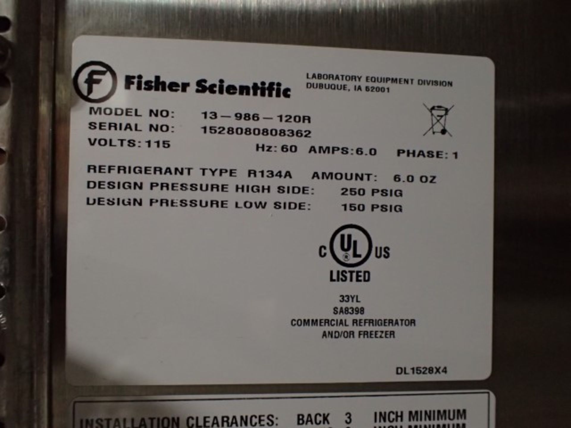 Fisher Scientific Isotemp Plus refrigerator - Image 6 of 8