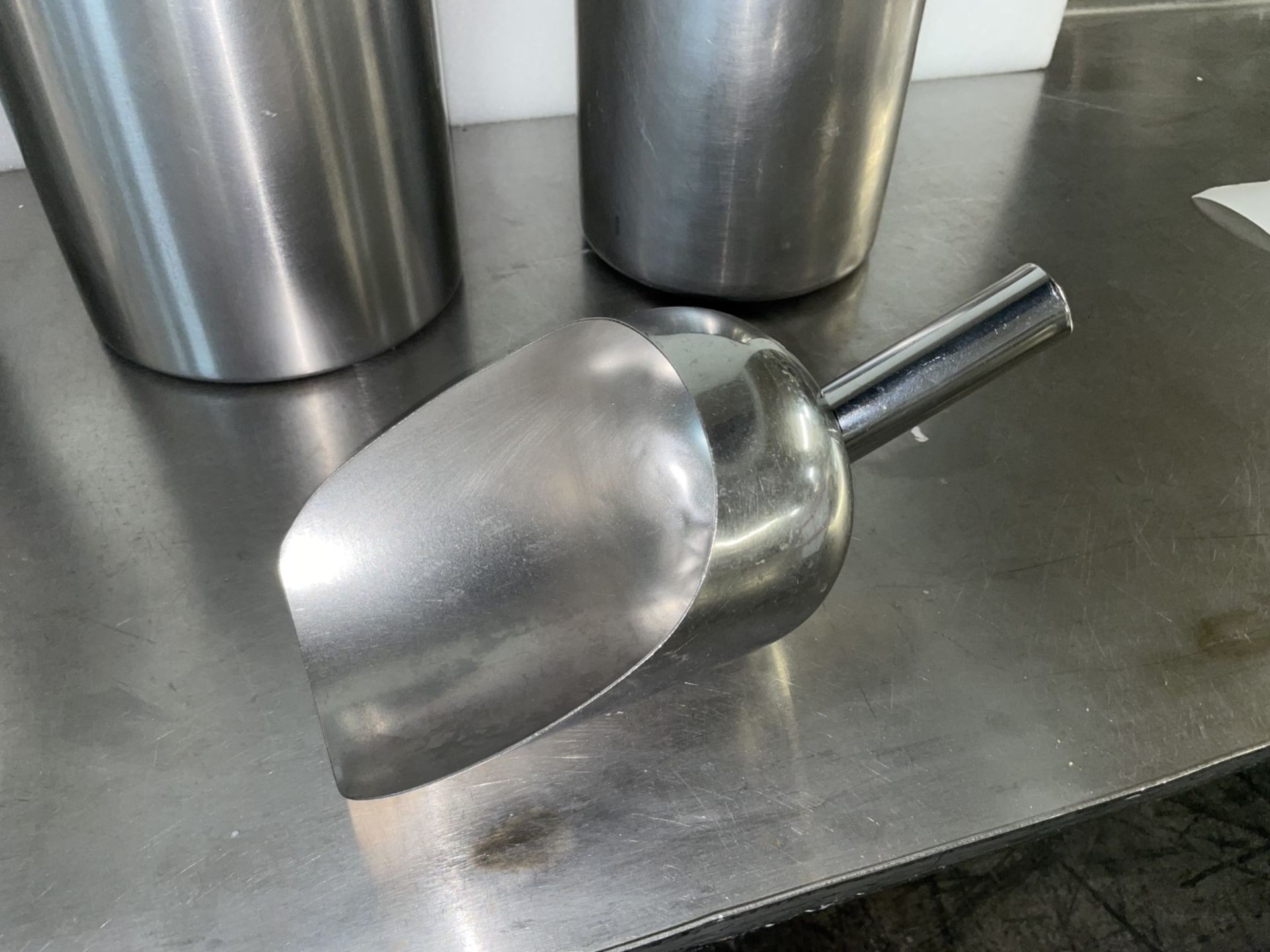 Lot of Stainless Steel Beakers/Pots, with Scoop - Image 5 of 6