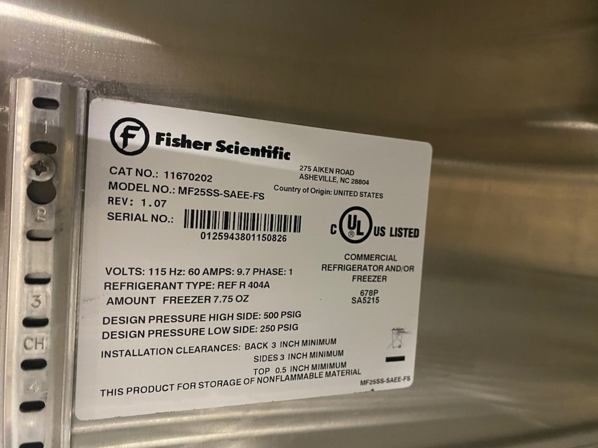 Fisher scientific stainless steel isotemp freezer - Image 4 of 4