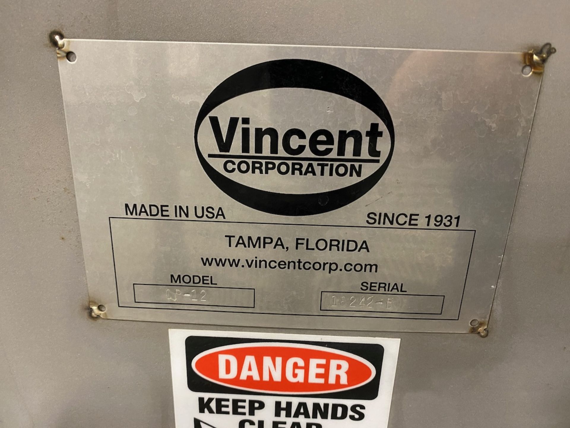 Vincent CP-12 Stainless Steel Screw Press **See Auctioneers Note** - Image 3 of 9
