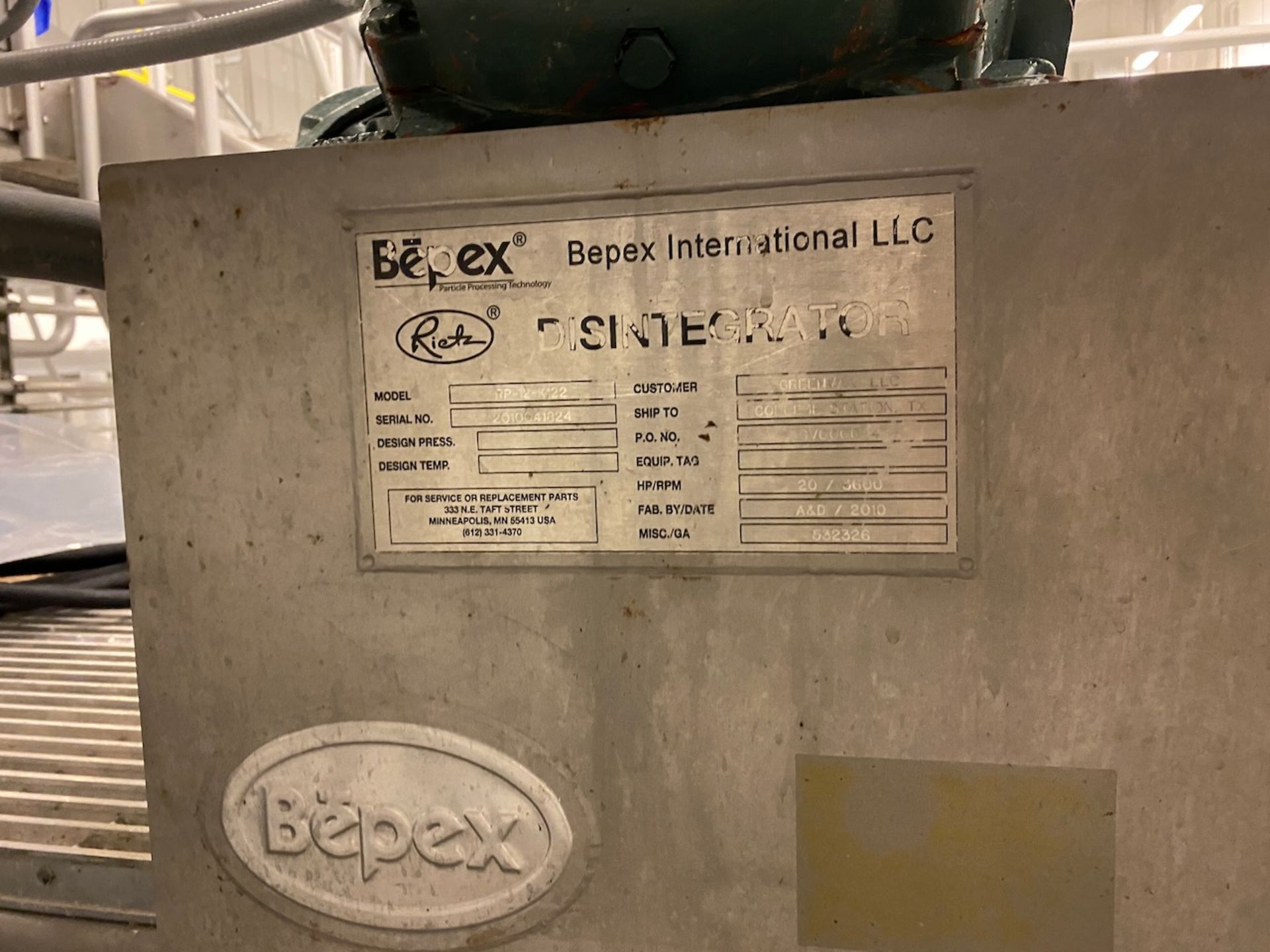 Bepex Disintegrator Mill **See Auctioneers Note** - Image 20 of 23