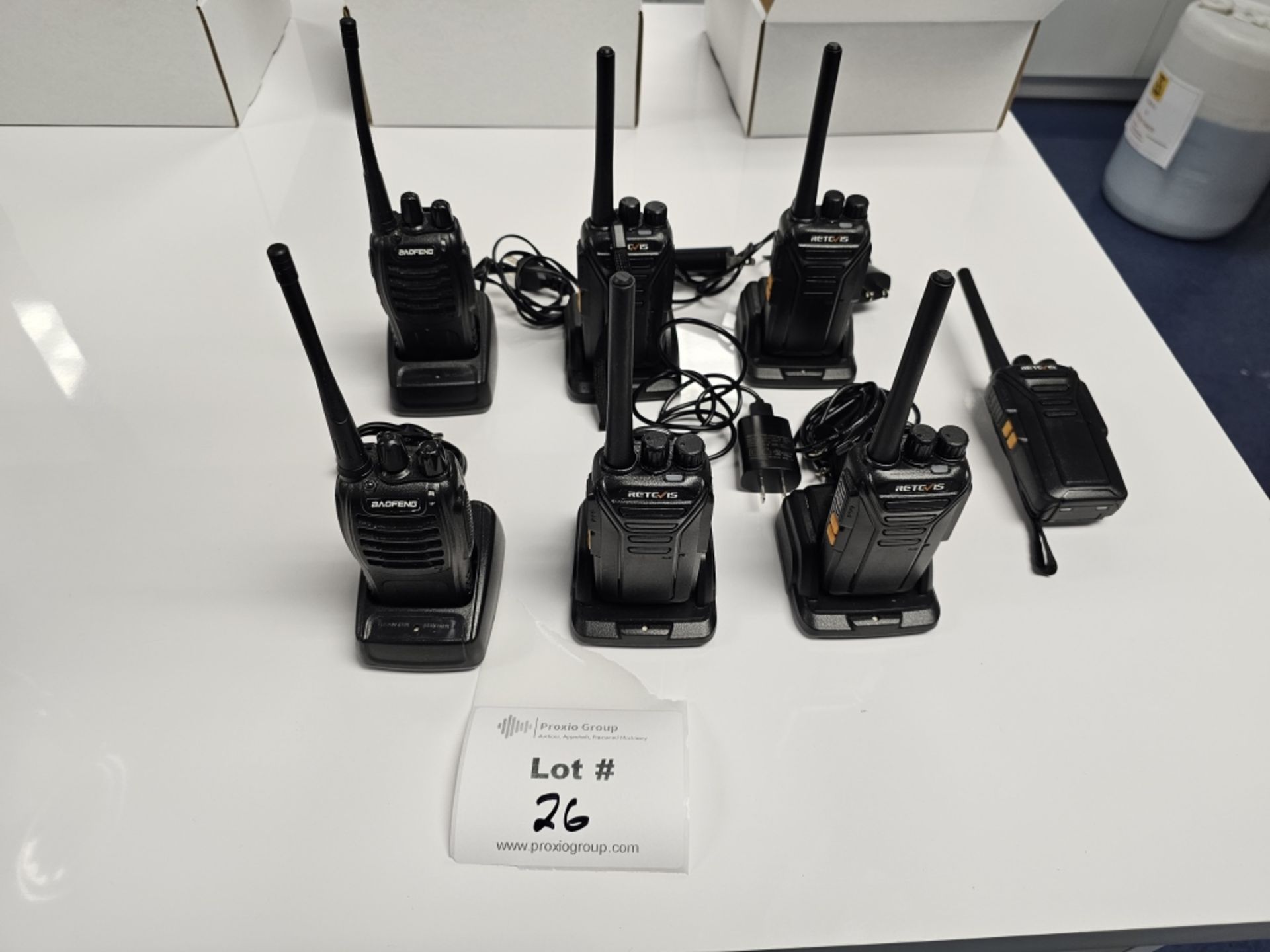 (5) Retcvis Hand Held Walkie Talkies With (4) Chargers, (2) Baofeng Walkie Talkies With Chargers - Image 2 of 5