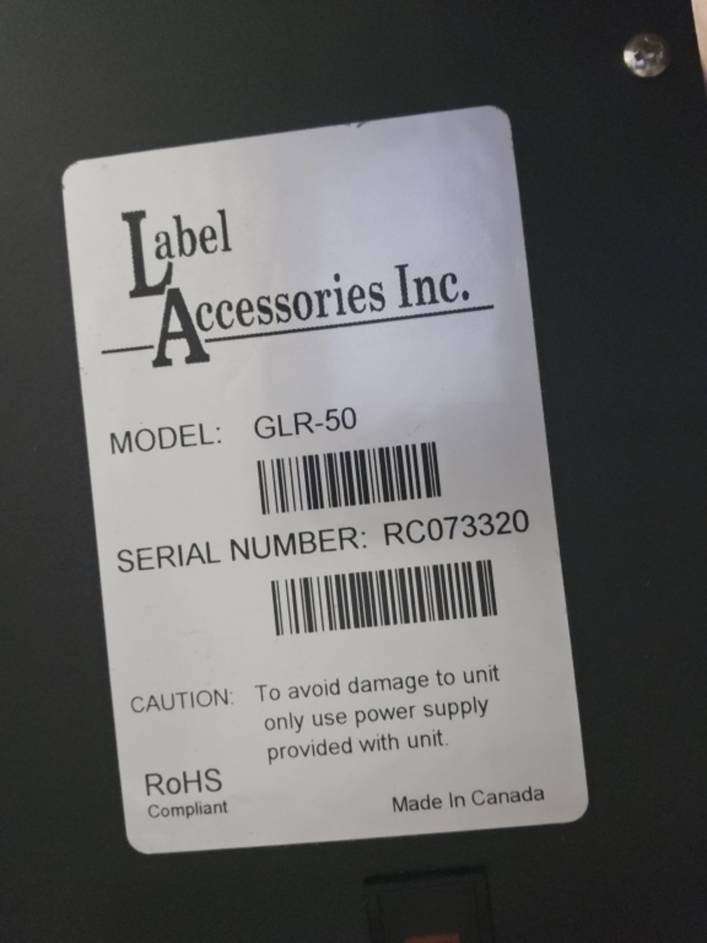 Label Accessories Model GLR-50 Lablel Rewinder - Image 3 of 3