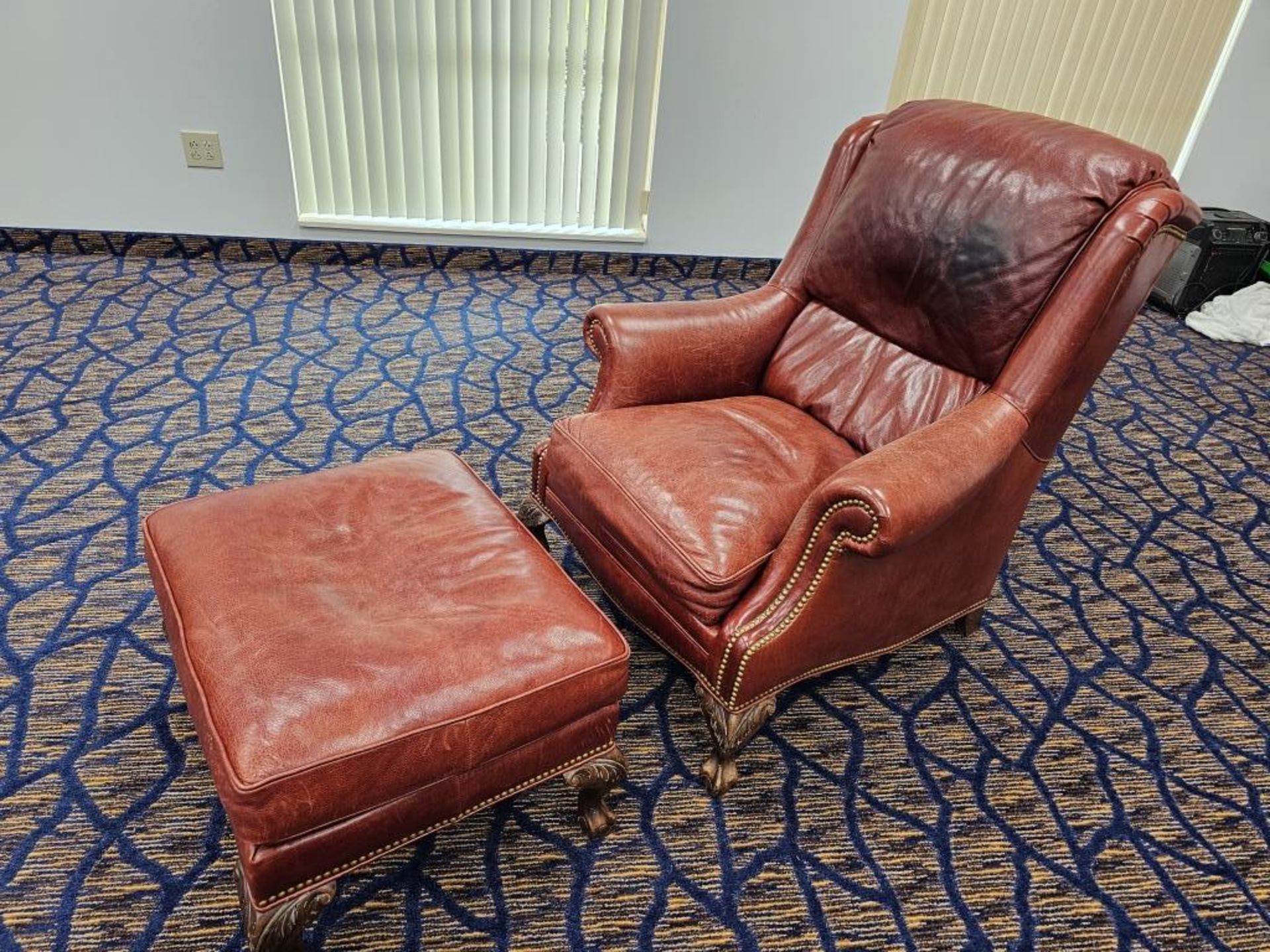 (2) Robb & Stucky Leather Chairs With Foot Stools - Image 11 of 11