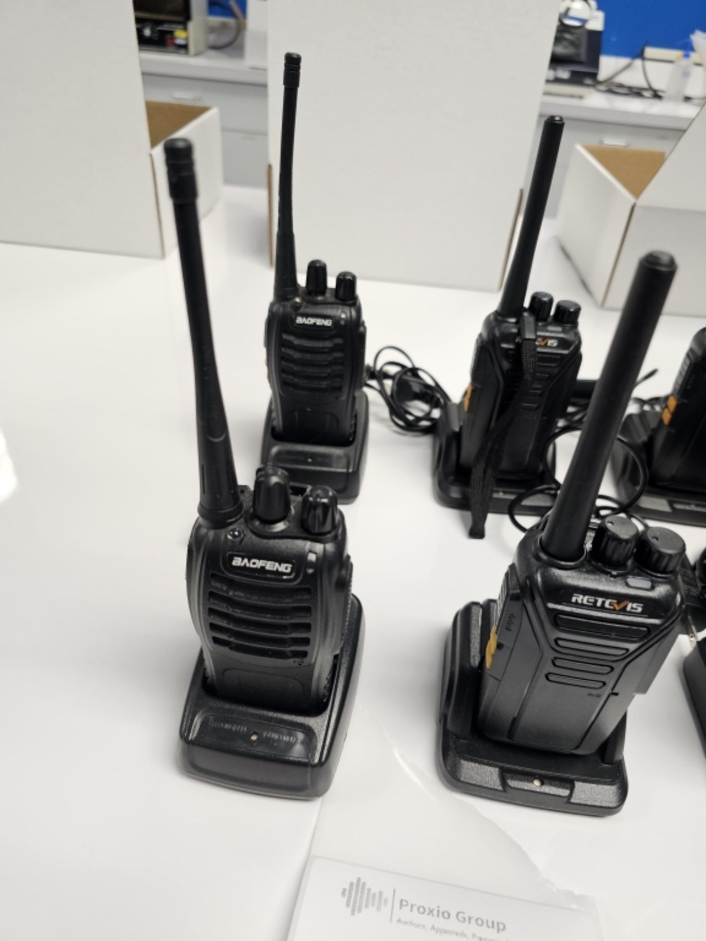(5) Retcvis Hand Held Walkie Talkies With (4) Chargers, (2) Baofeng Walkie Talkies With Chargers - Image 3 of 5