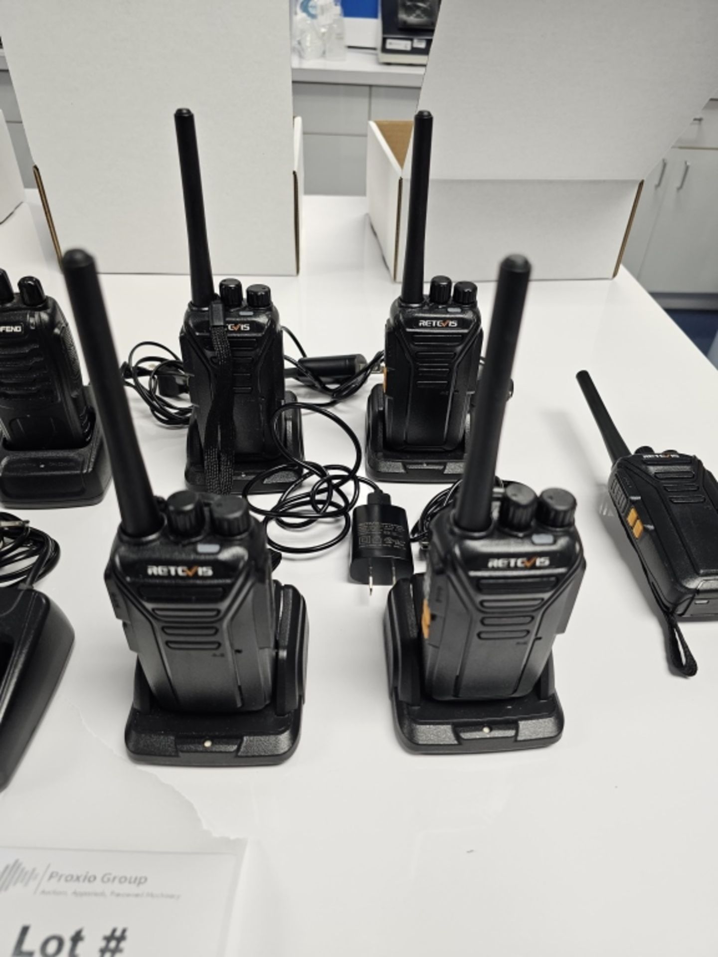 (5) Retcvis Hand Held Walkie Talkies With (4) Chargers, (2) Baofeng Walkie Talkies With Chargers - Image 4 of 5