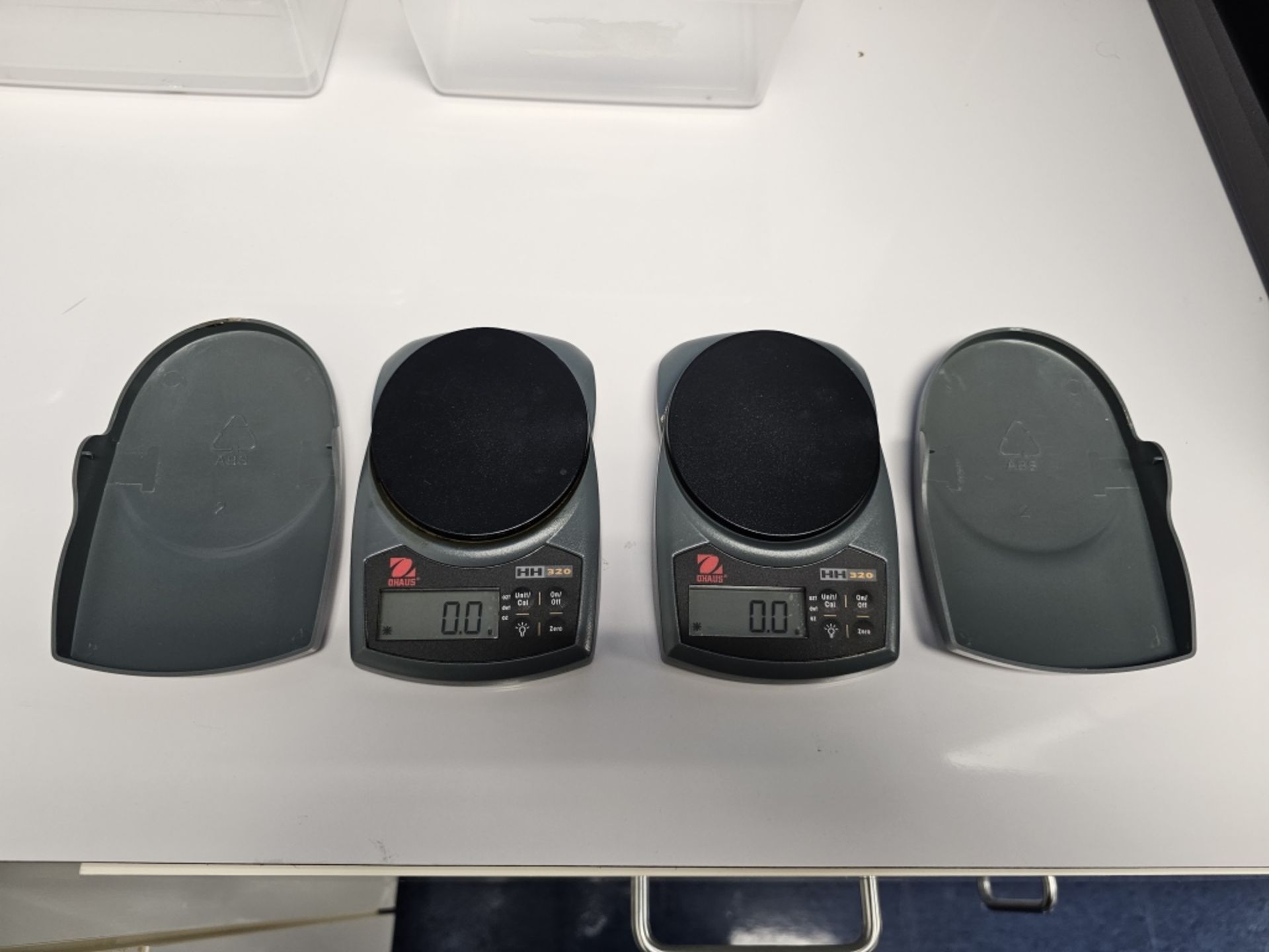 (2) Ohaus HH320 320g Capacity Handheld Scales With Covers