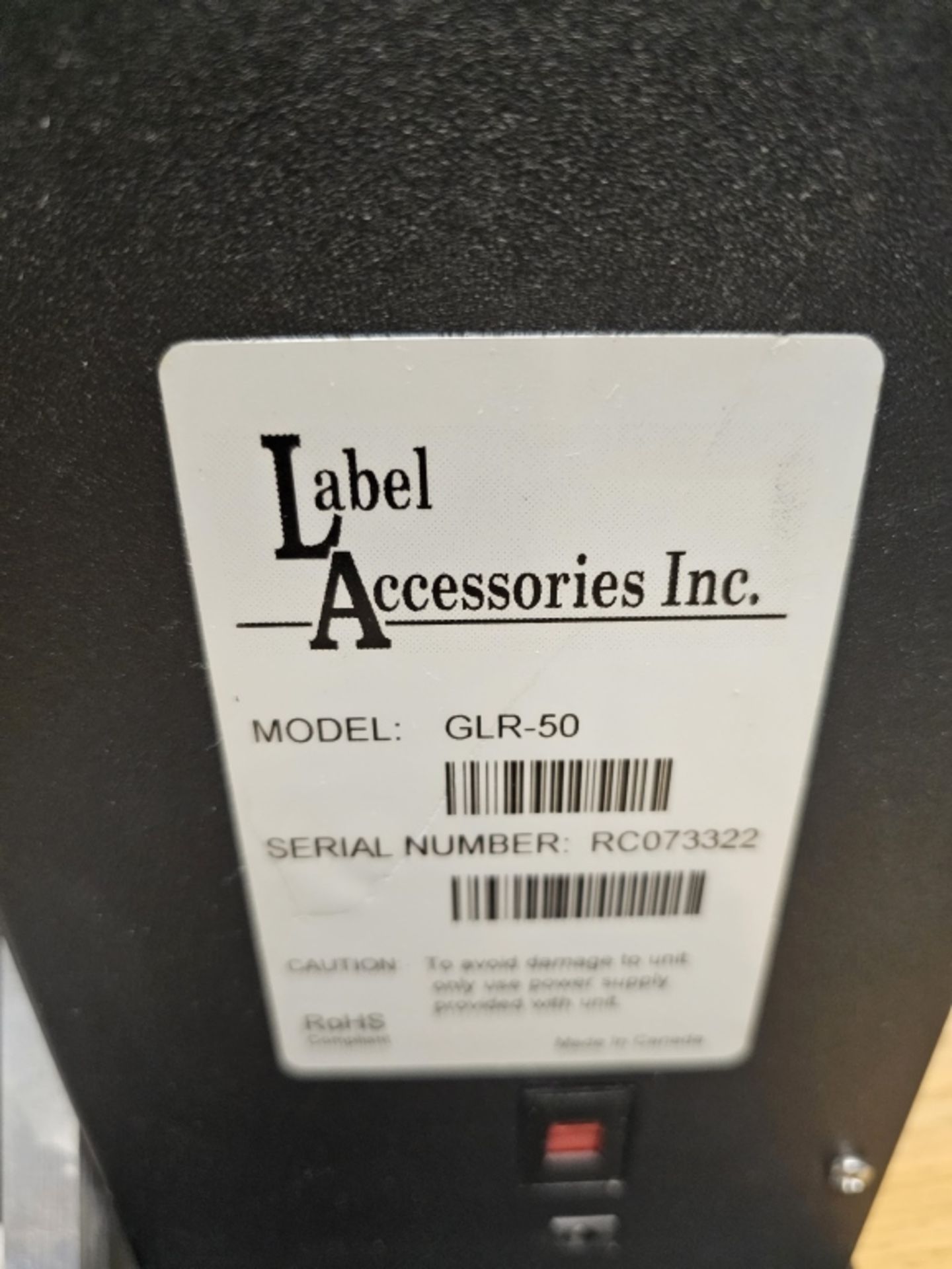 Label Accessories Inc Model GLR-50 Label Winder sn RC073322 - Image 3 of 3