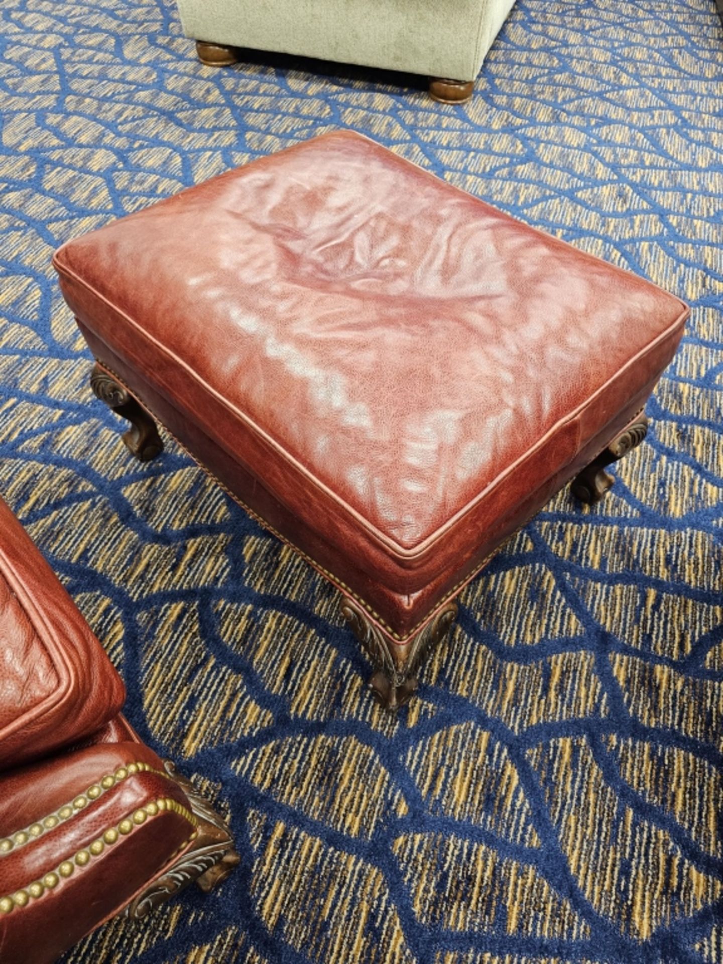 (2) Robb & Stucky Leather Chairs With Foot Stools - Image 6 of 11