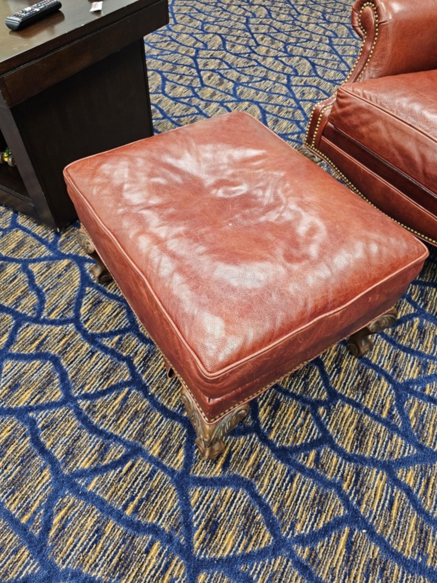 (2) Robb & Stucky Leather Chairs With Foot Stools - Image 5 of 11