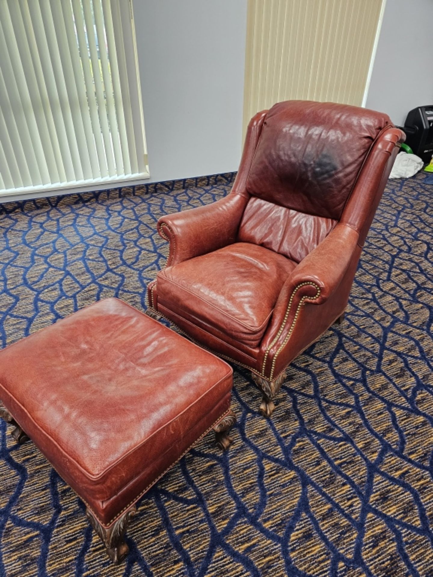 (2) Robb & Stucky Leather Chairs With Foot Stools - Image 10 of 11