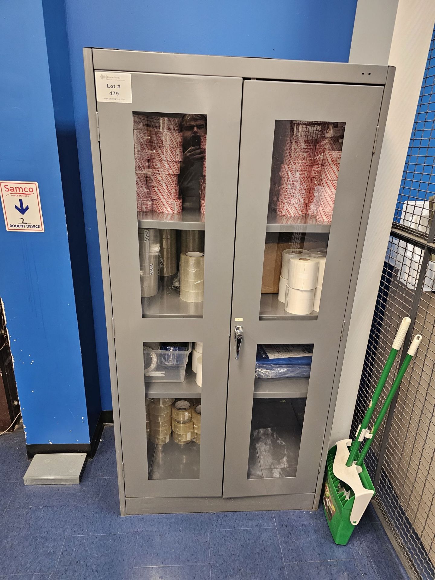 2-Door Storage Cabinet With Tape and Labels