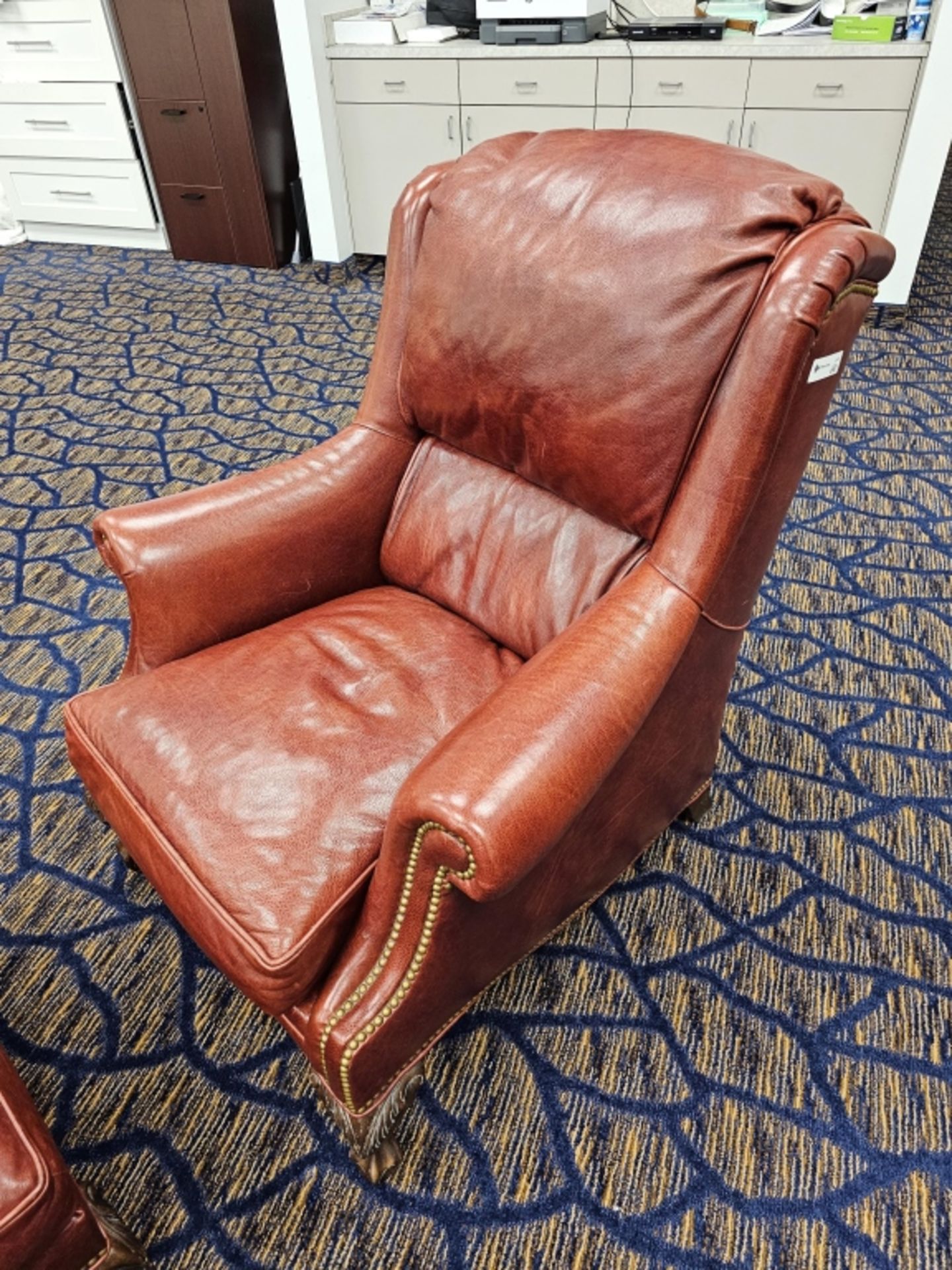 (2) Robb & Stucky Leather Chairs With Foot Stools - Image 8 of 11