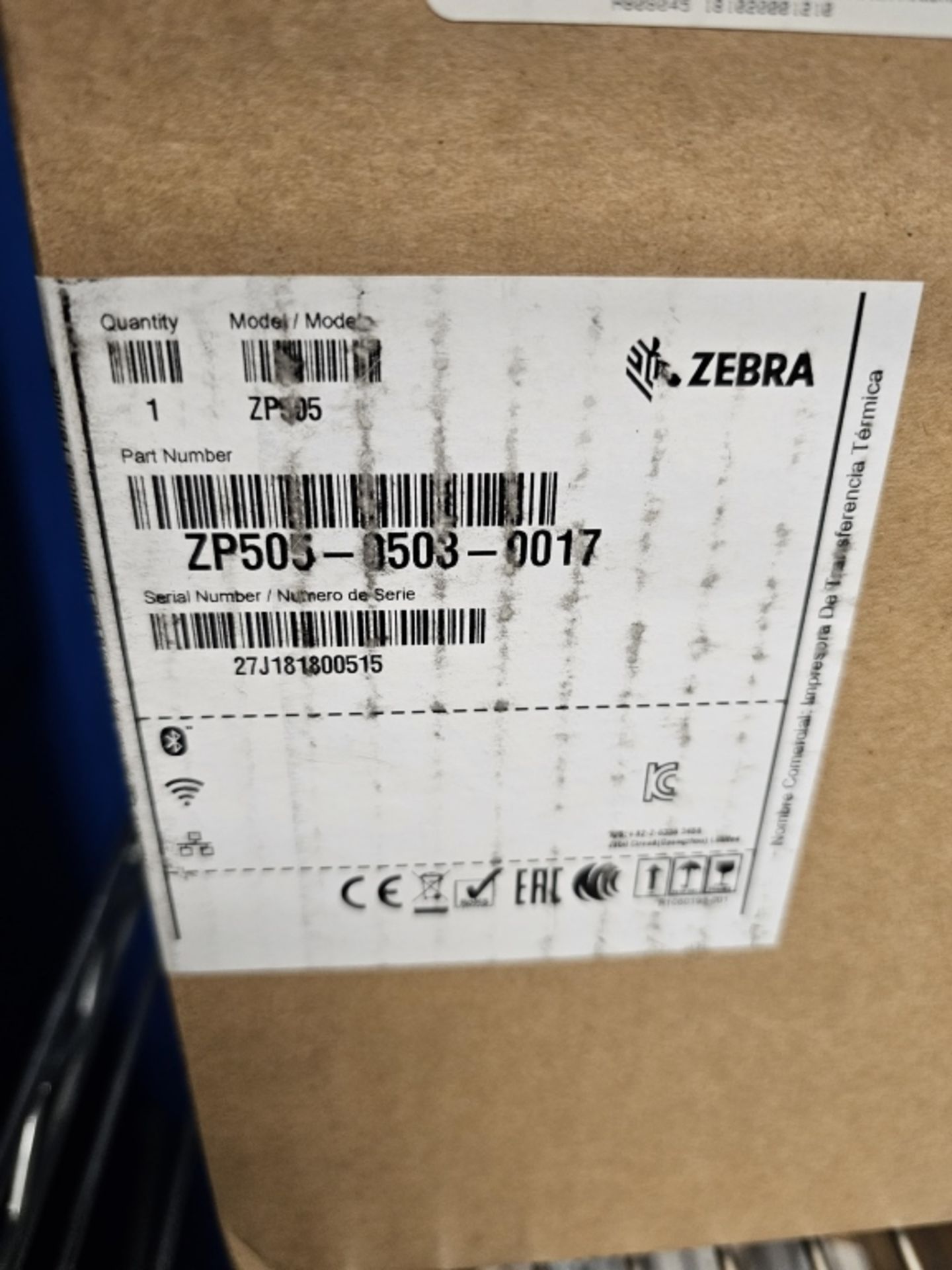 Zebra Model ZP505 Thermal Label Printer Unused In Box sn 27J181800515 - Image 2 of 3