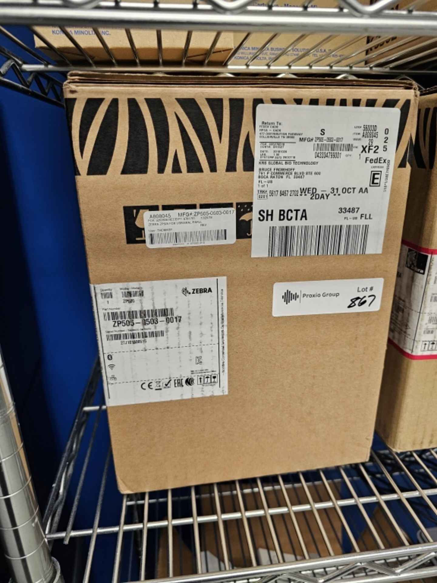 Zebra Model ZP505 Thermal Label Printer Unused In Box sn 27J181800515