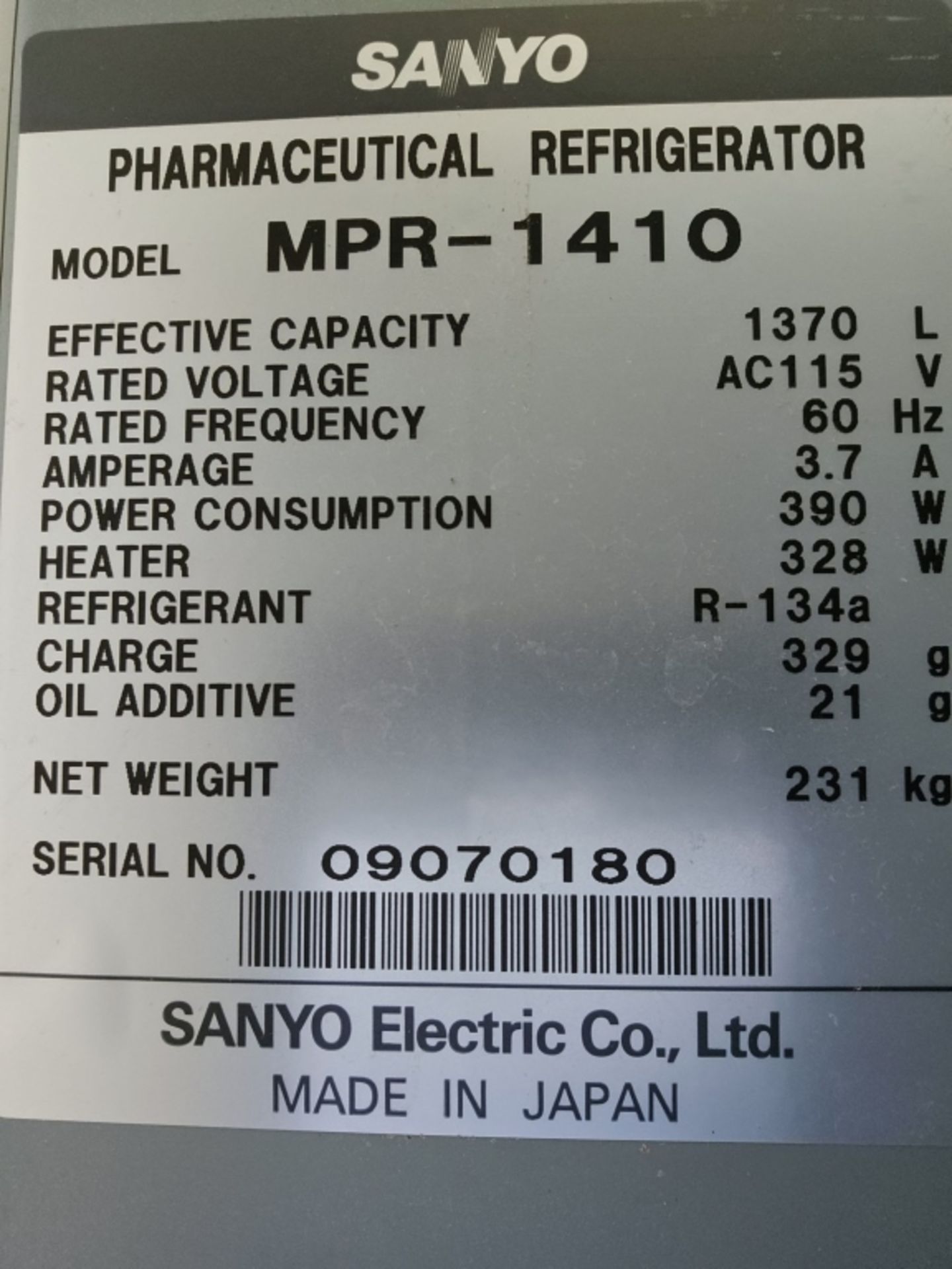 Sanyo Model MPR-1410 Pharmaceutical Refrigerator - Image 2 of 2