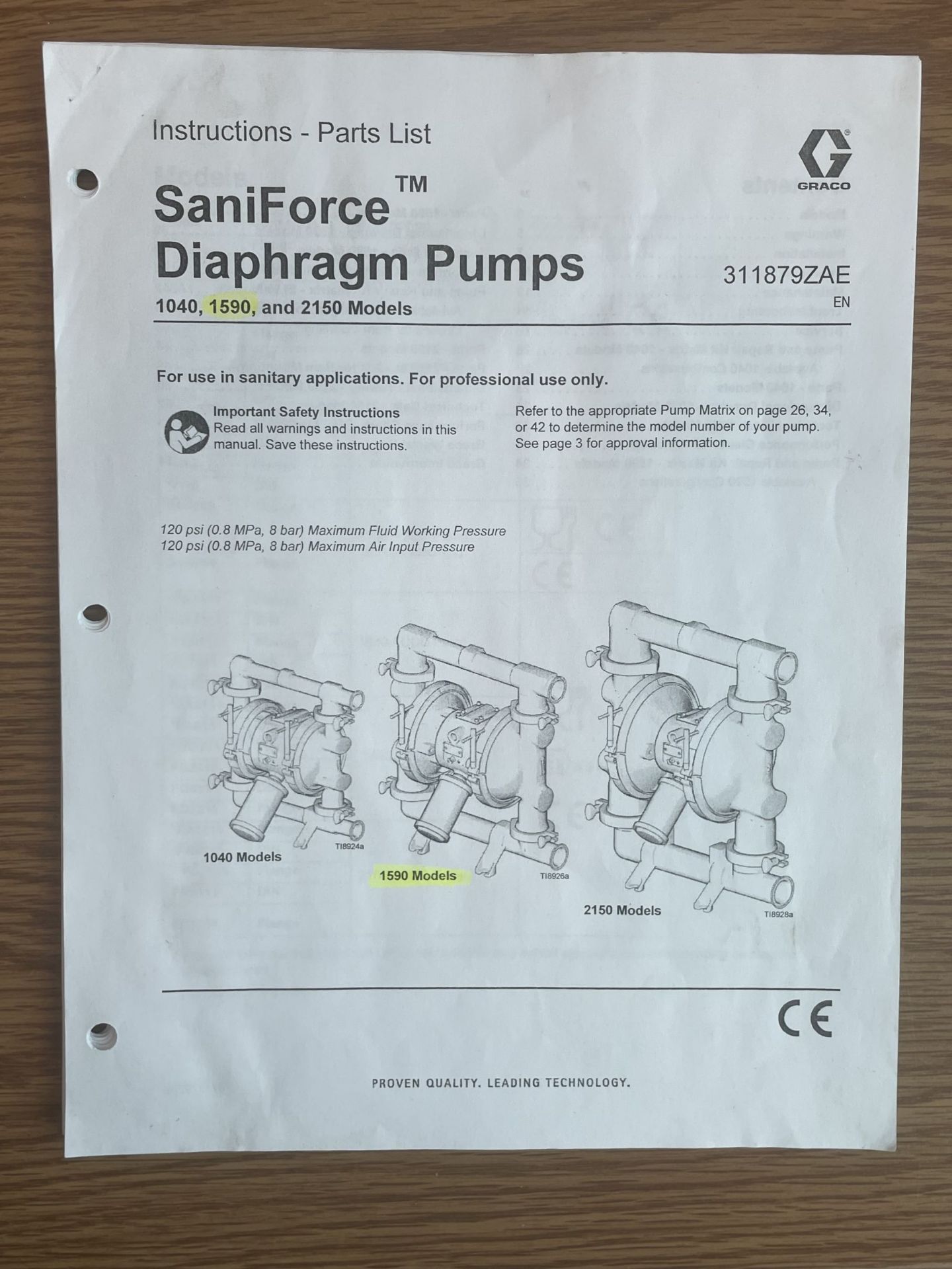 Graco Diaphragm Pump - Stainless Steel - Image 7 of 10