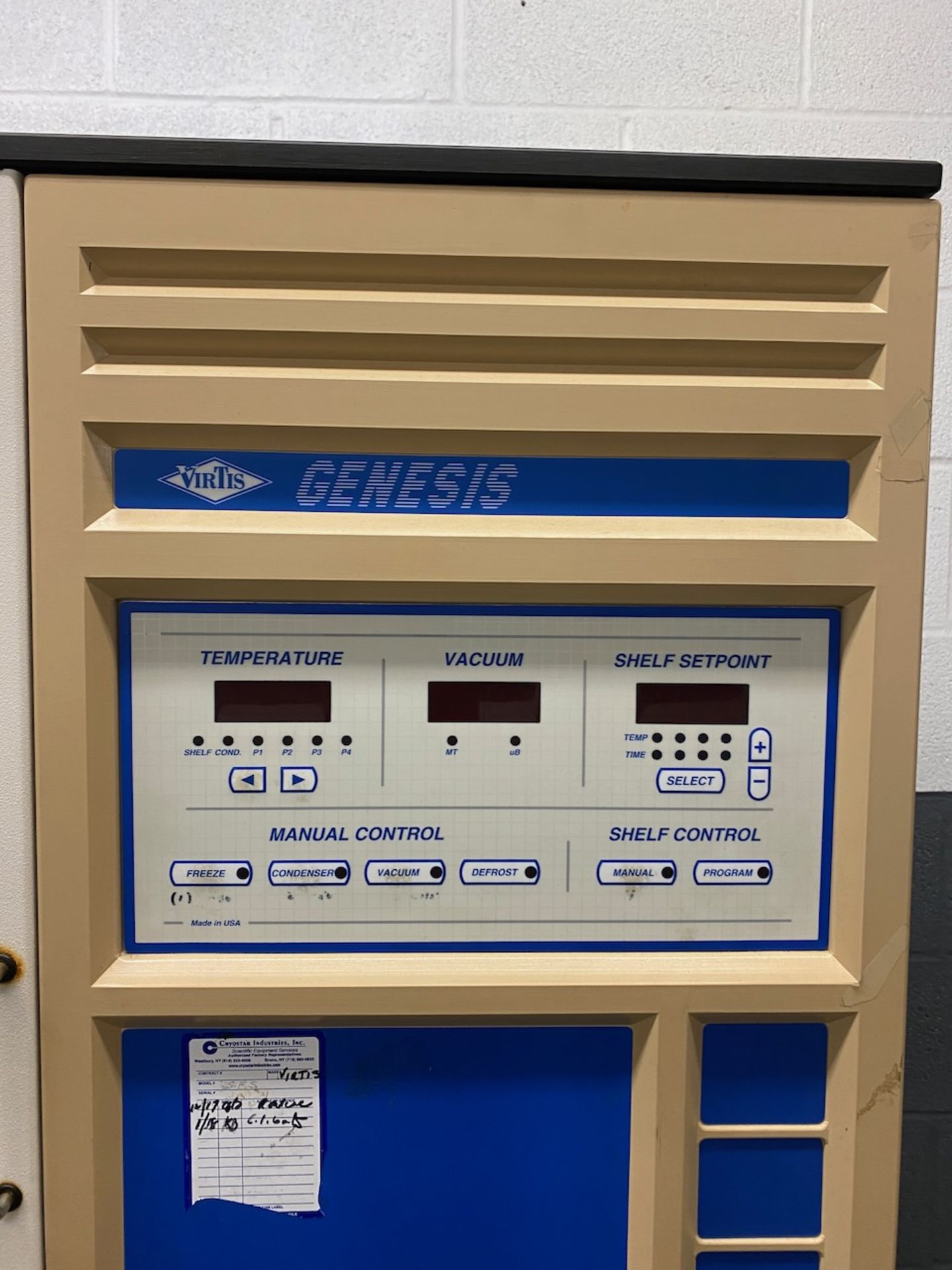 Virtis Genesis Freeze Dryer, model 25 ES, with stoppering, six trays, S/N 212934. {TAG: 1180060} - Image 5 of 9