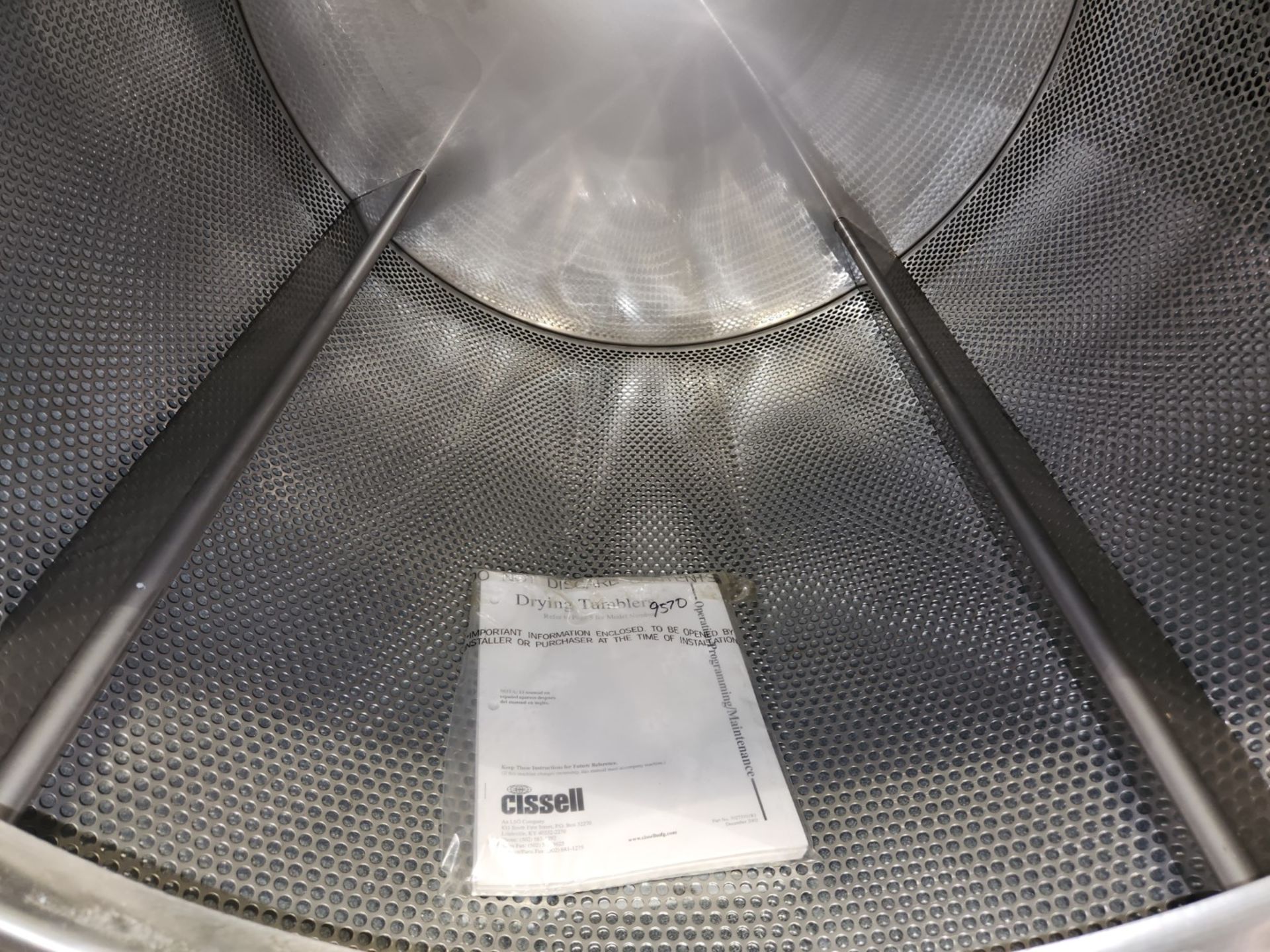 Cissell filter bag tumbler dryer, model CT075EDOF5S1N01, 36" stainless steel drum, 30 kW heater, - Image 8 of 8