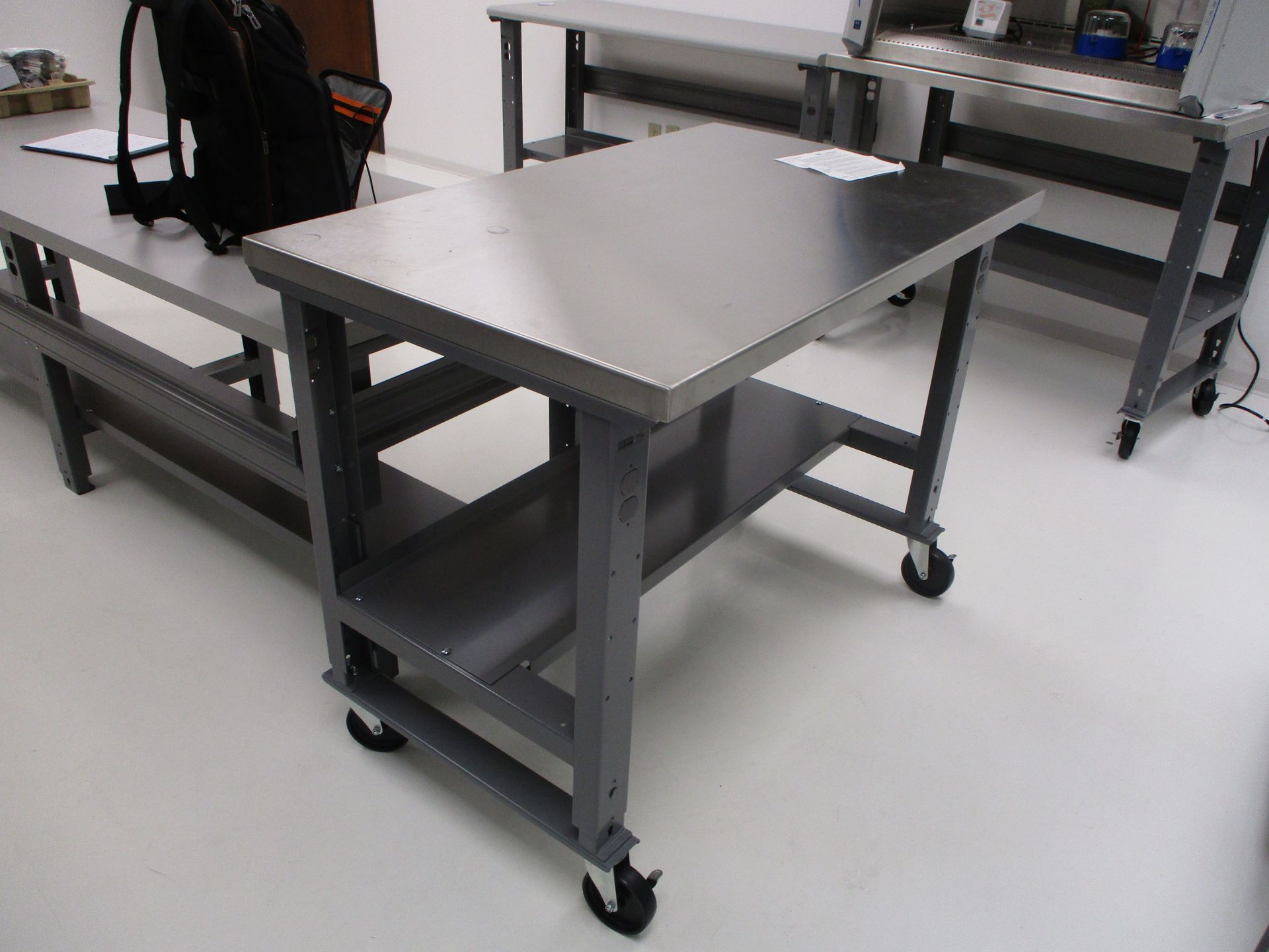 (2) Uline Work Tables with Stainless Steel Table Tops