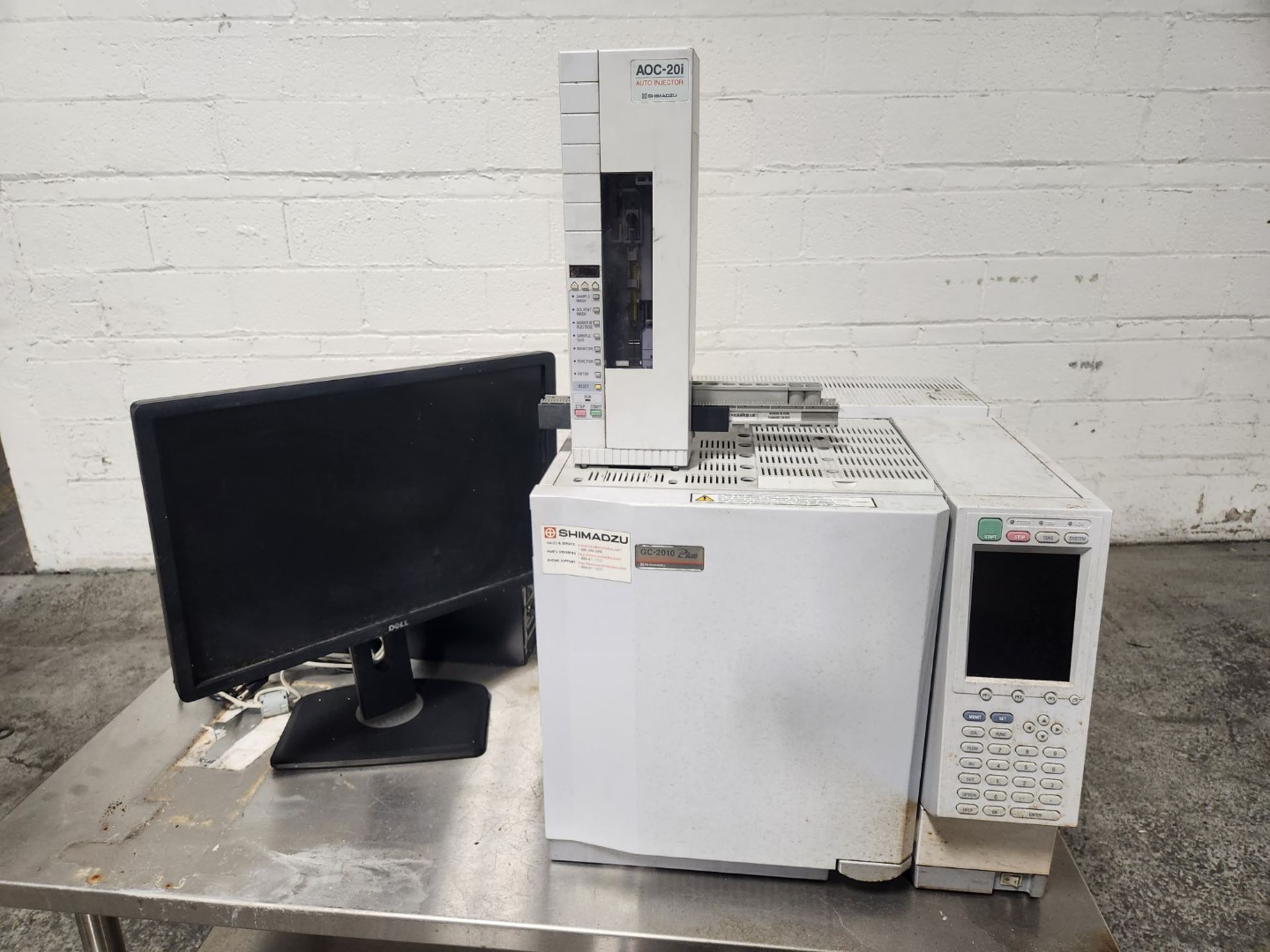 Shimadzu gas chromatograph, model GC-2010 Plus, with AOC-20i auto injector and Dell P/C. (TAG #