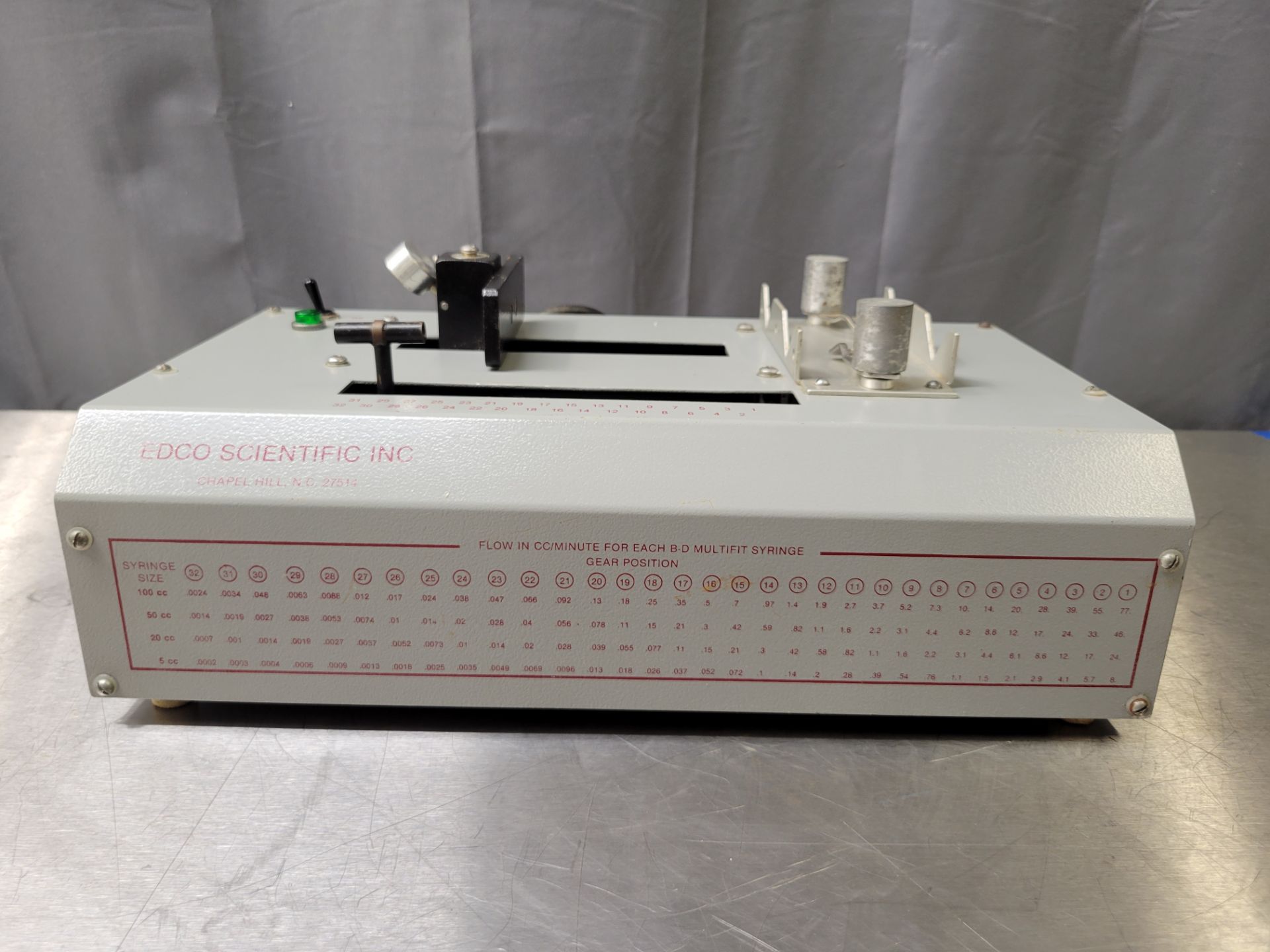 EDCO Scientific Variable Sized 2-Postion Syringe Pump. Size Range 5cc-100cc Bldg Loc: This Lot Ships - Image 2 of 4
