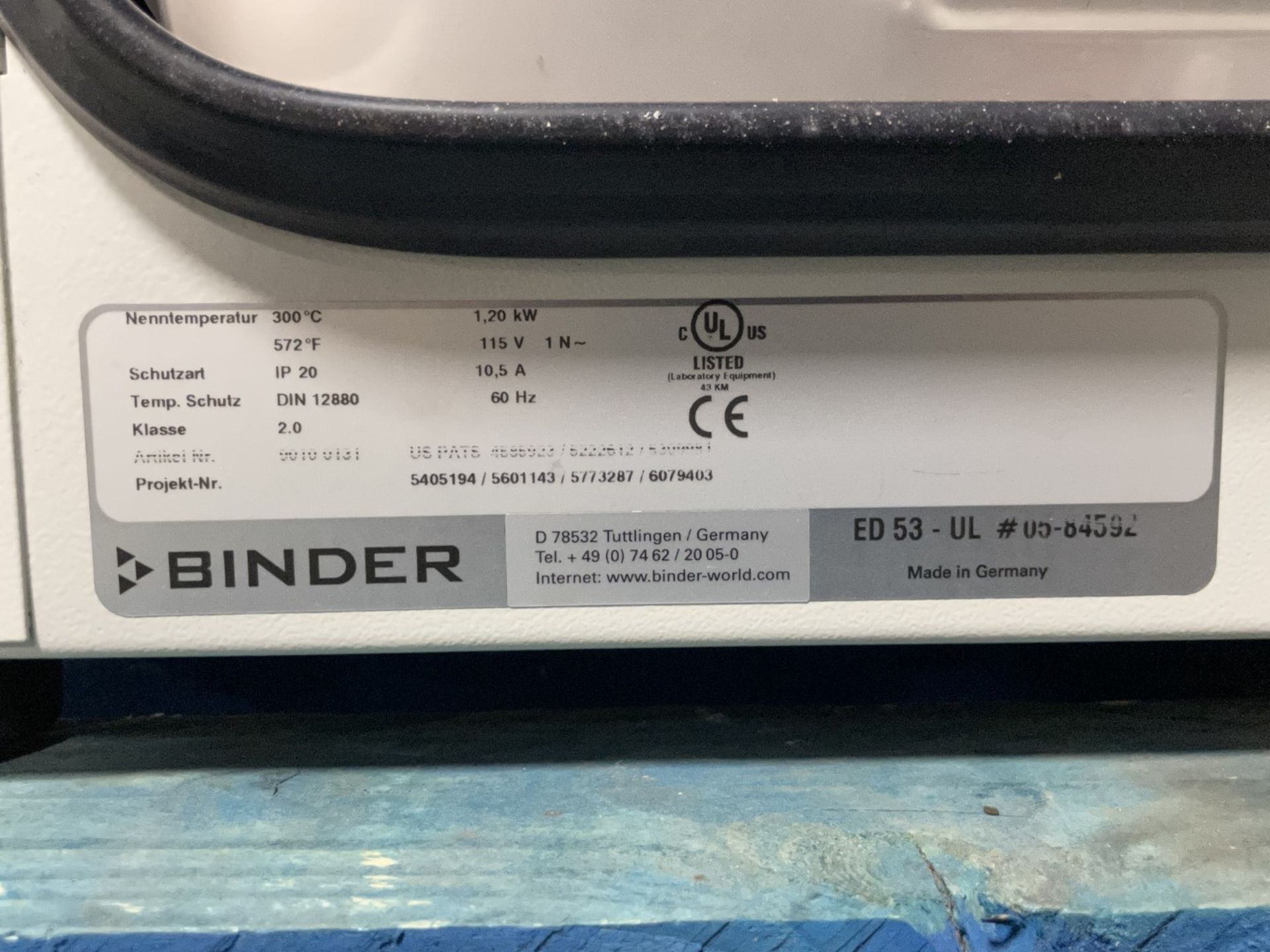 Binder Laboratory Oven, model ED 53-UL, 572 f max temp, 1.2 kw, 115 volt, serial# 05-84592. - Image 3 of 7