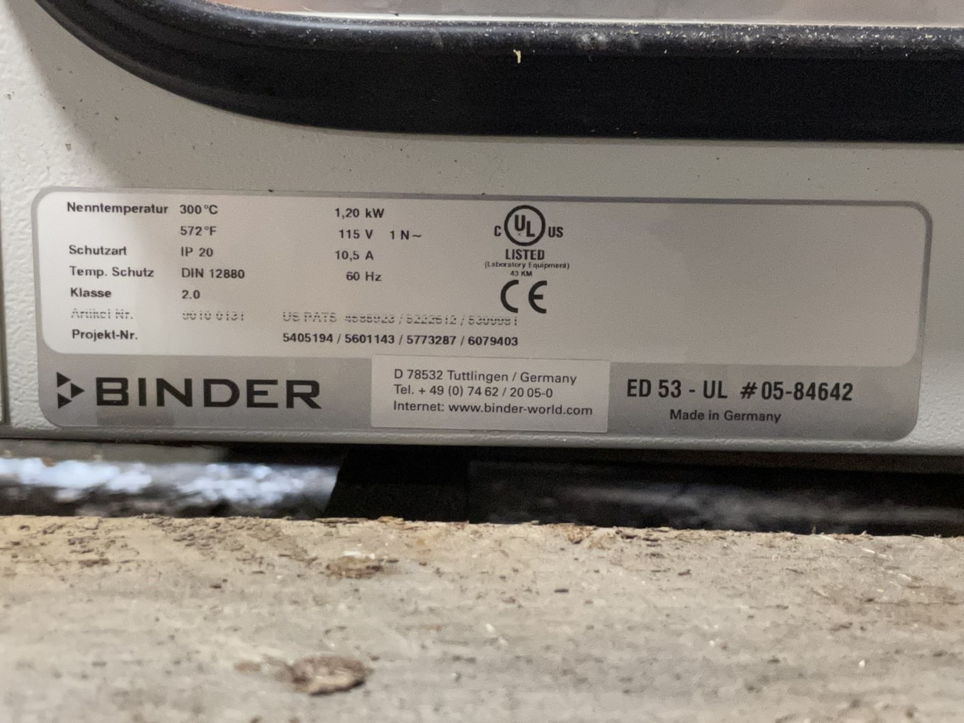 Binder Laboratory Oven, model ED 53-UL, 572 f max temp, 1.2 kw, 115 volt, serial# 05-84642 - Image 2 of 8