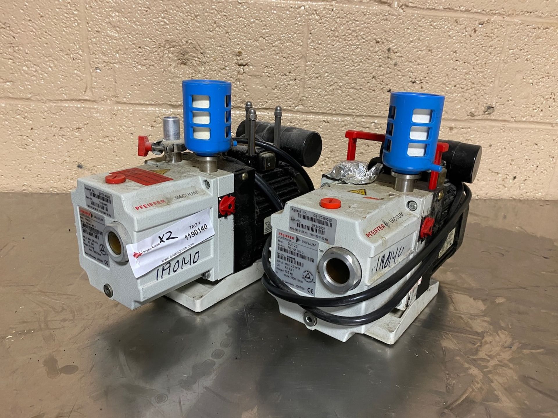 Lot of two Duo 2.5 Pfeiffer Vacuum pump, dual voltage, .2/.24HP. {TAG:1190140}