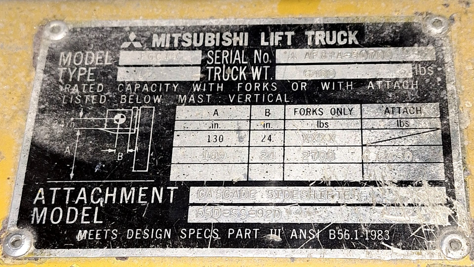 Mitsubishi Propane Powered Fork Lift Truck - Image 5 of 7