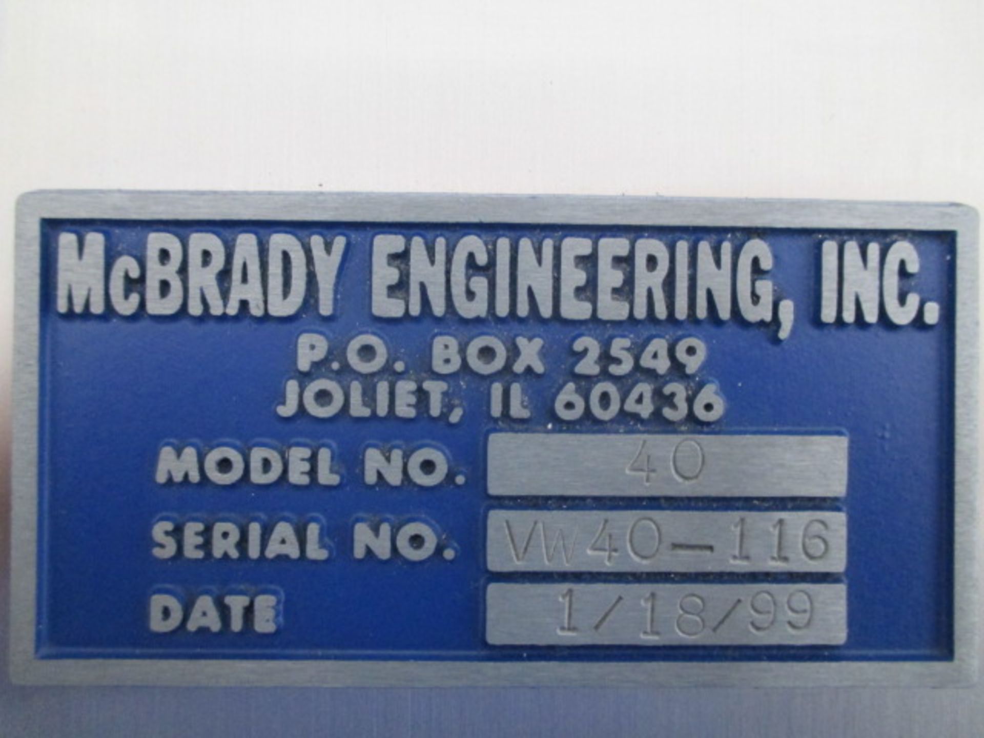 McBrady Engineering Exterior Single Pass Vial Washer/Dryer, model# 40, configured for use with - Image 20 of 21