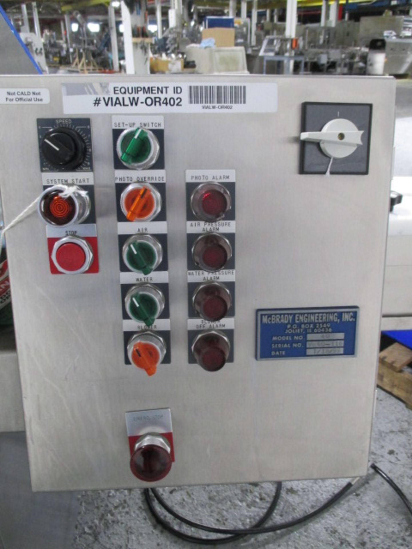 McBrady Engineering Exterior Single Pass Vial Washer/Dryer, model# 40, configured for use with - Image 10 of 21