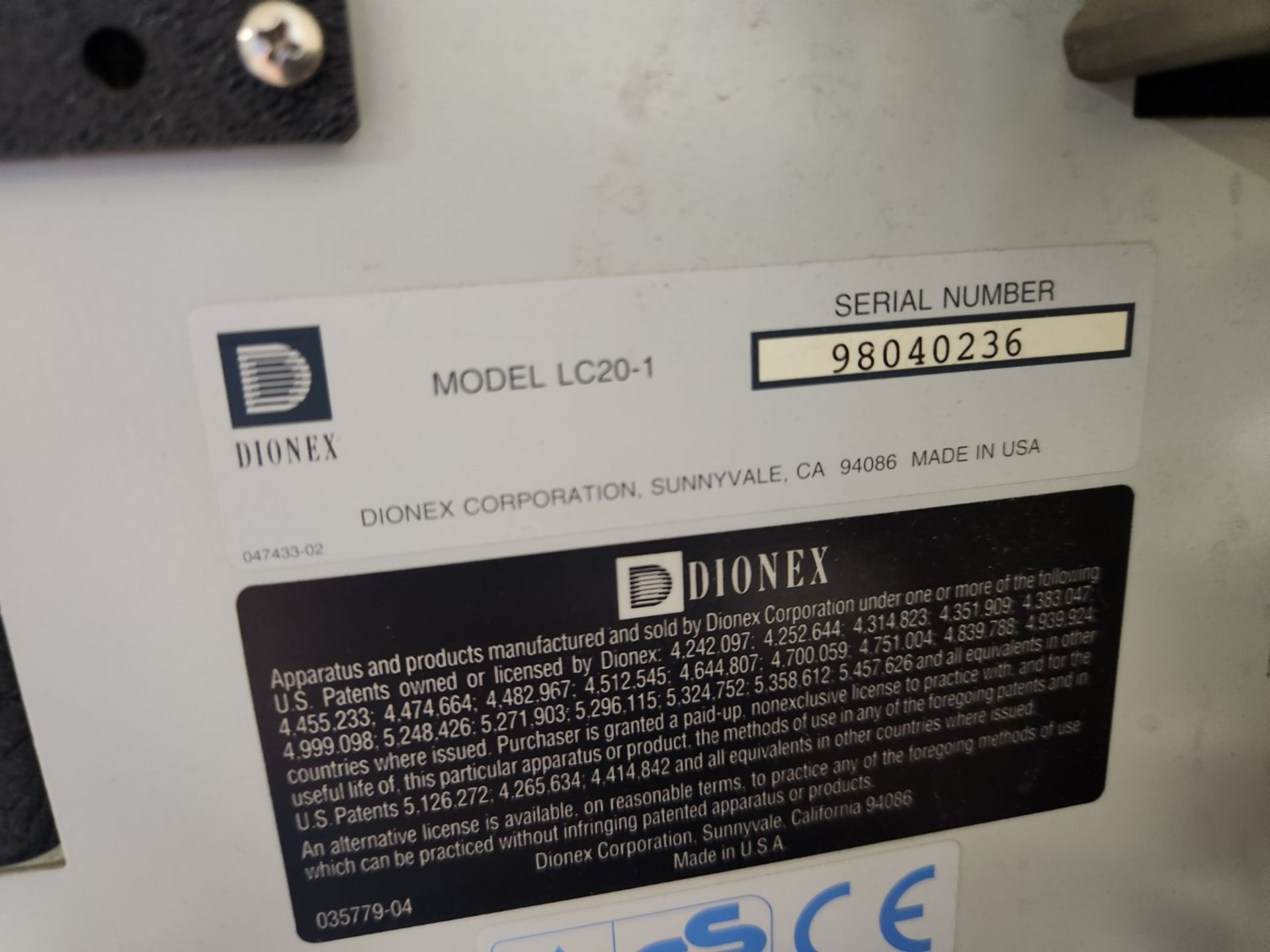Dionex Chromatography enclosure, model LC20-1, serial# 98040236. {TAG:1190021} - Image 2 of 4