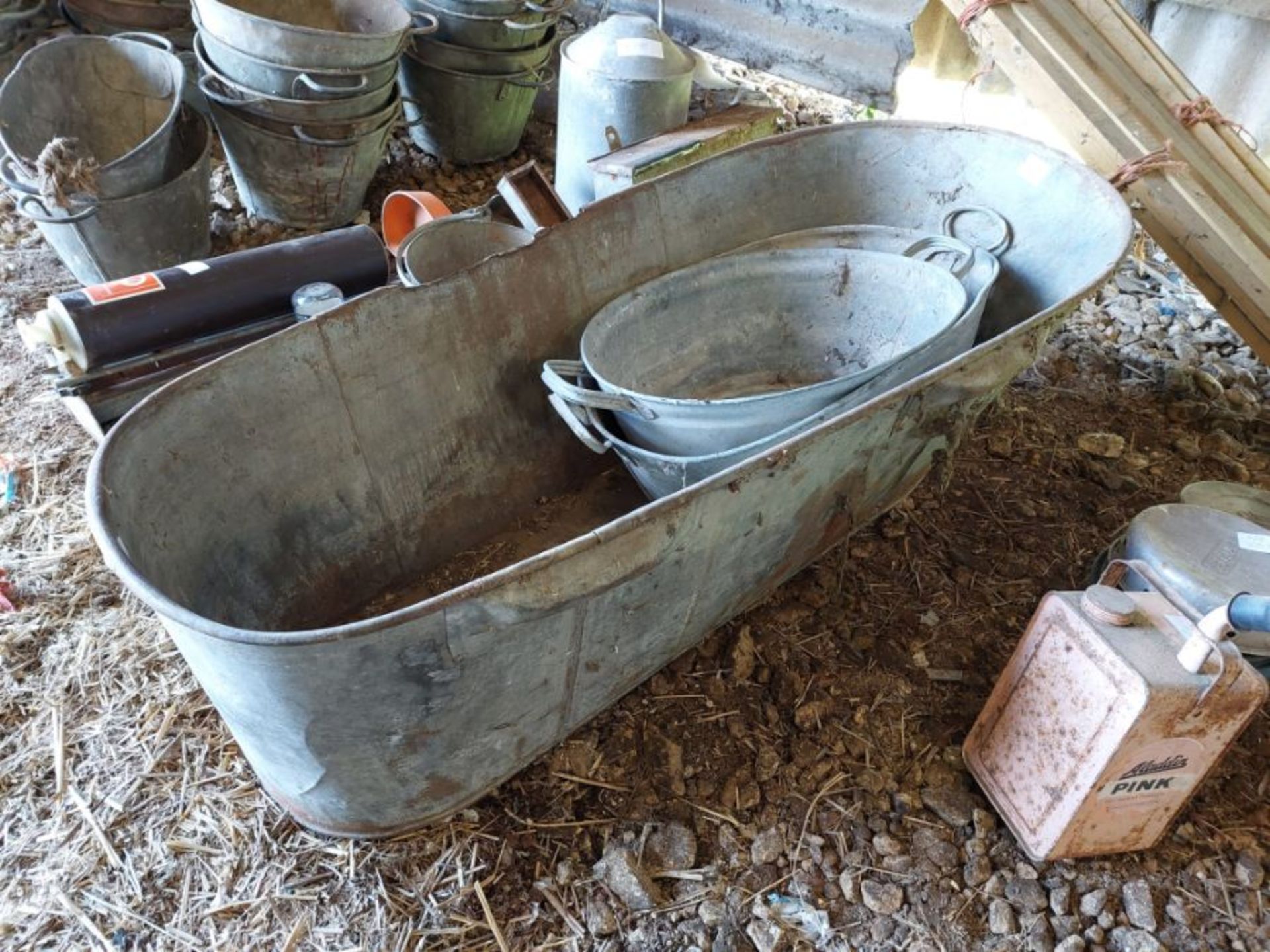 3 galvanised tin baths