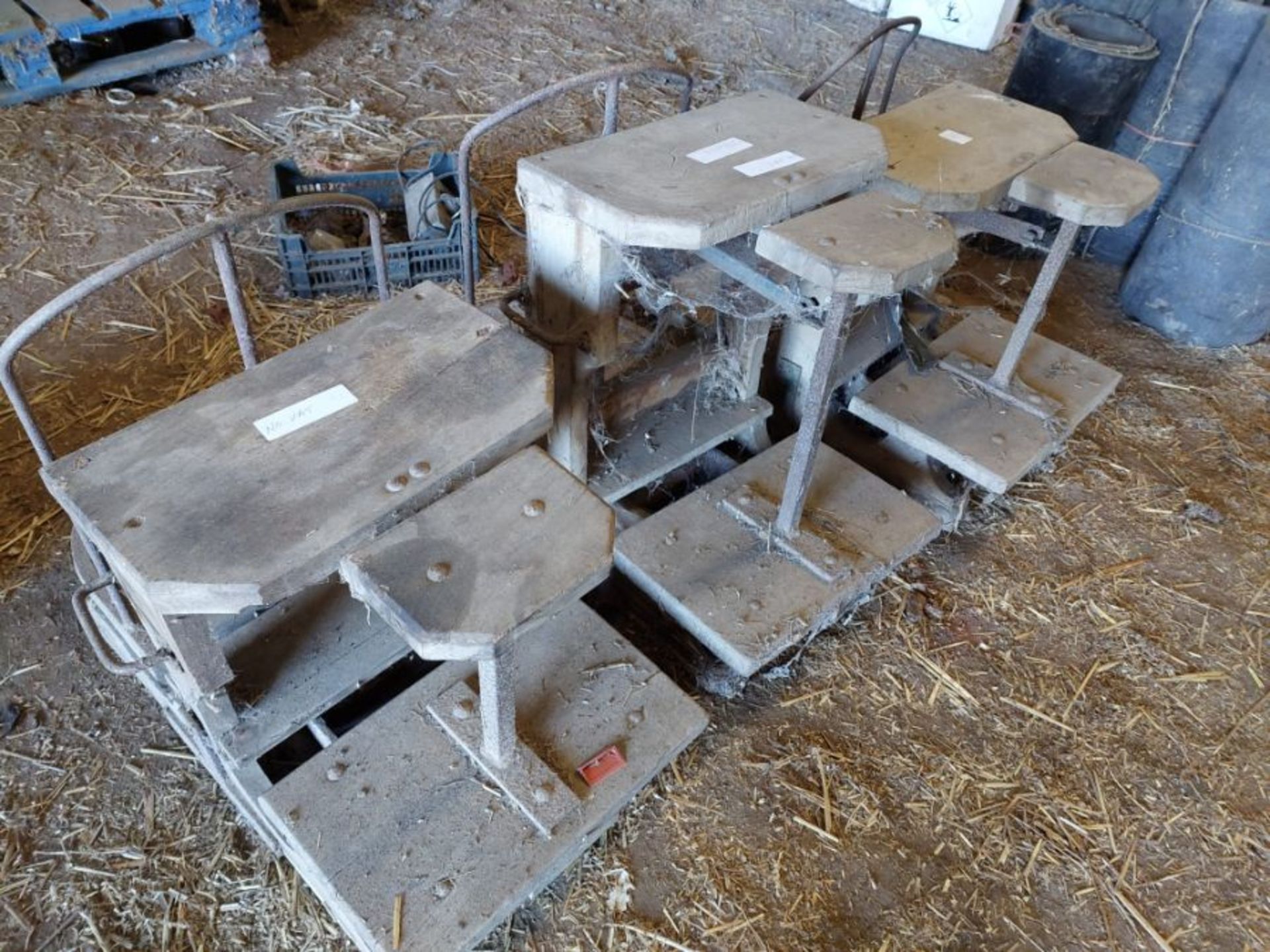 3 wooden potato weighers