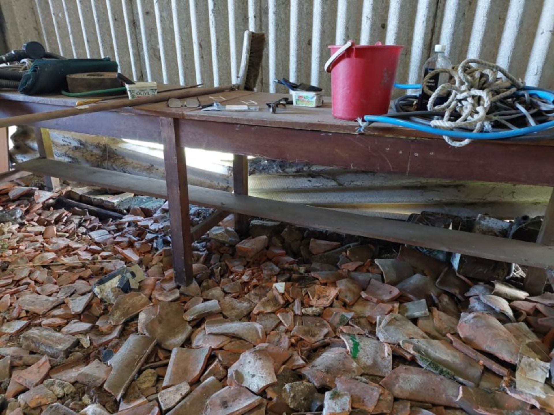 Wooden workshop bench