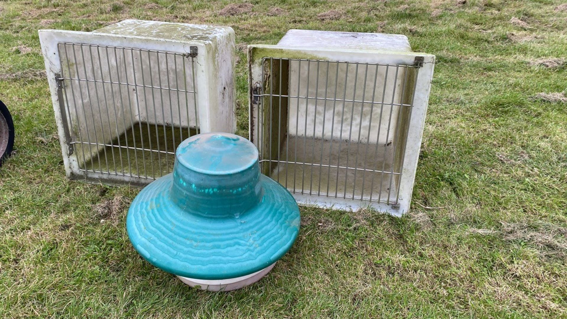 2 Dog Crates & Poultry Feeder